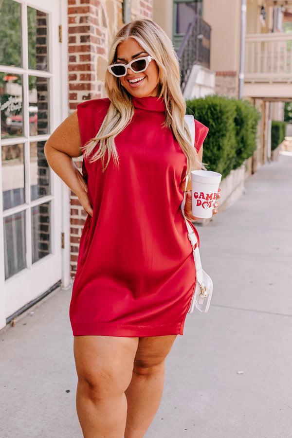Sweet Charisma Satin Mini Dress in Crimson Curves Product Image