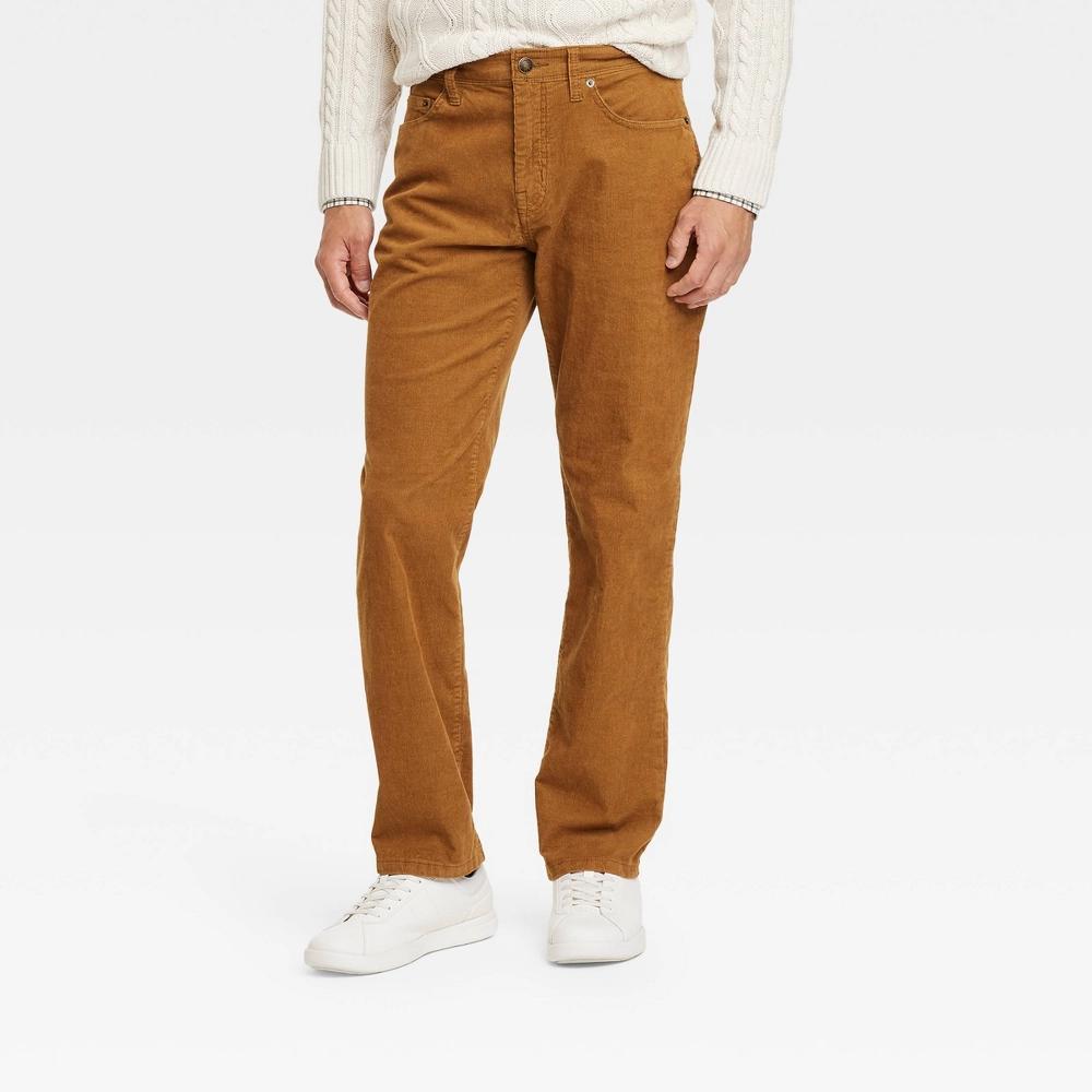 Mens Straight Fit Corduroy 5-Pocket Pants - Goodfellow & Co Gingerbread Brown 34x30 Product Image