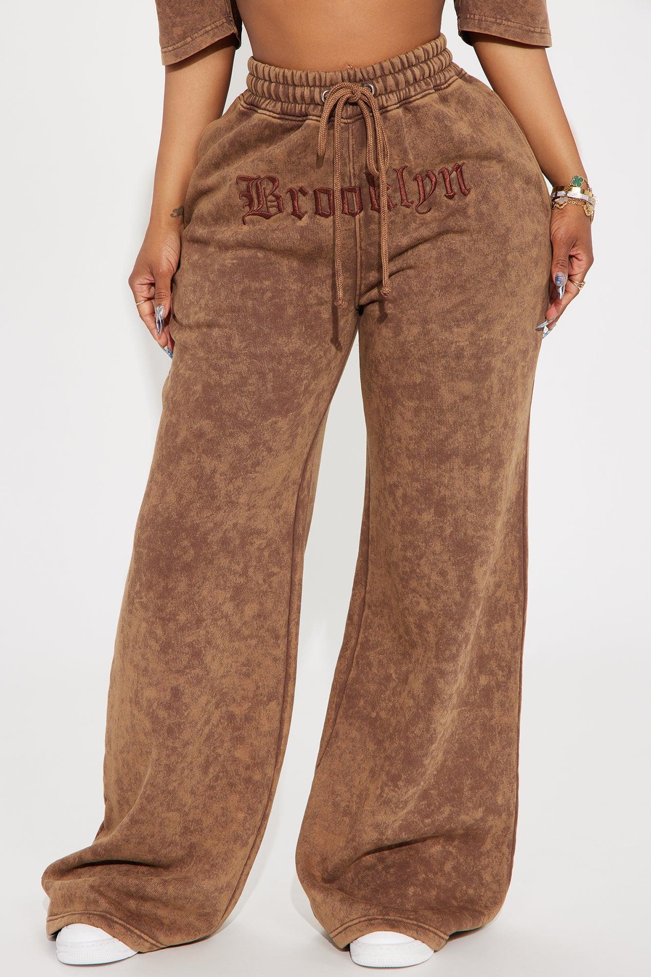 The Brooklyn Way Washed Wide Leg Pant - Brown Combo Product Image
