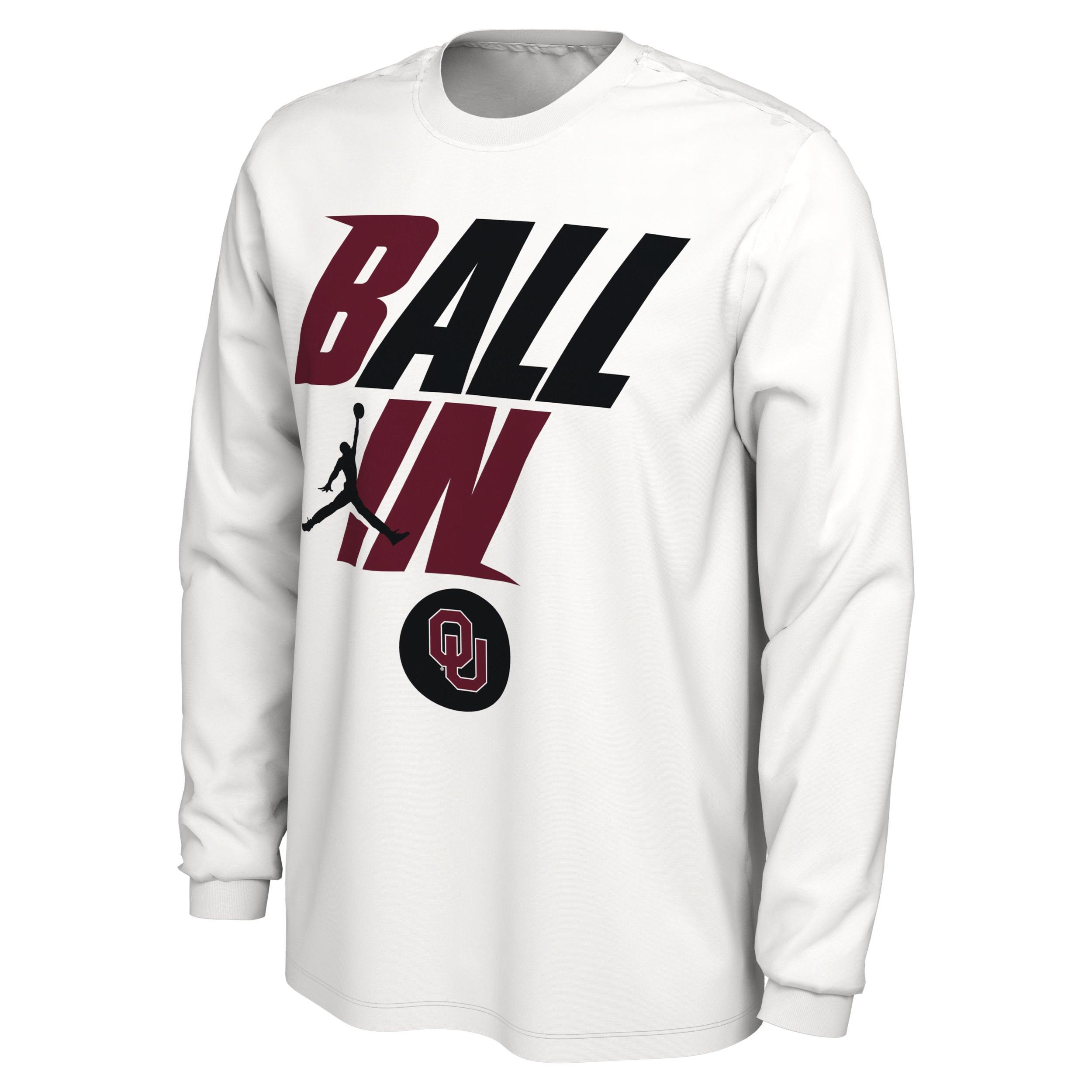 Mens Jordan White Oklahoma Sooners Ball In Bench Long Sleeve T-shirt Product Image