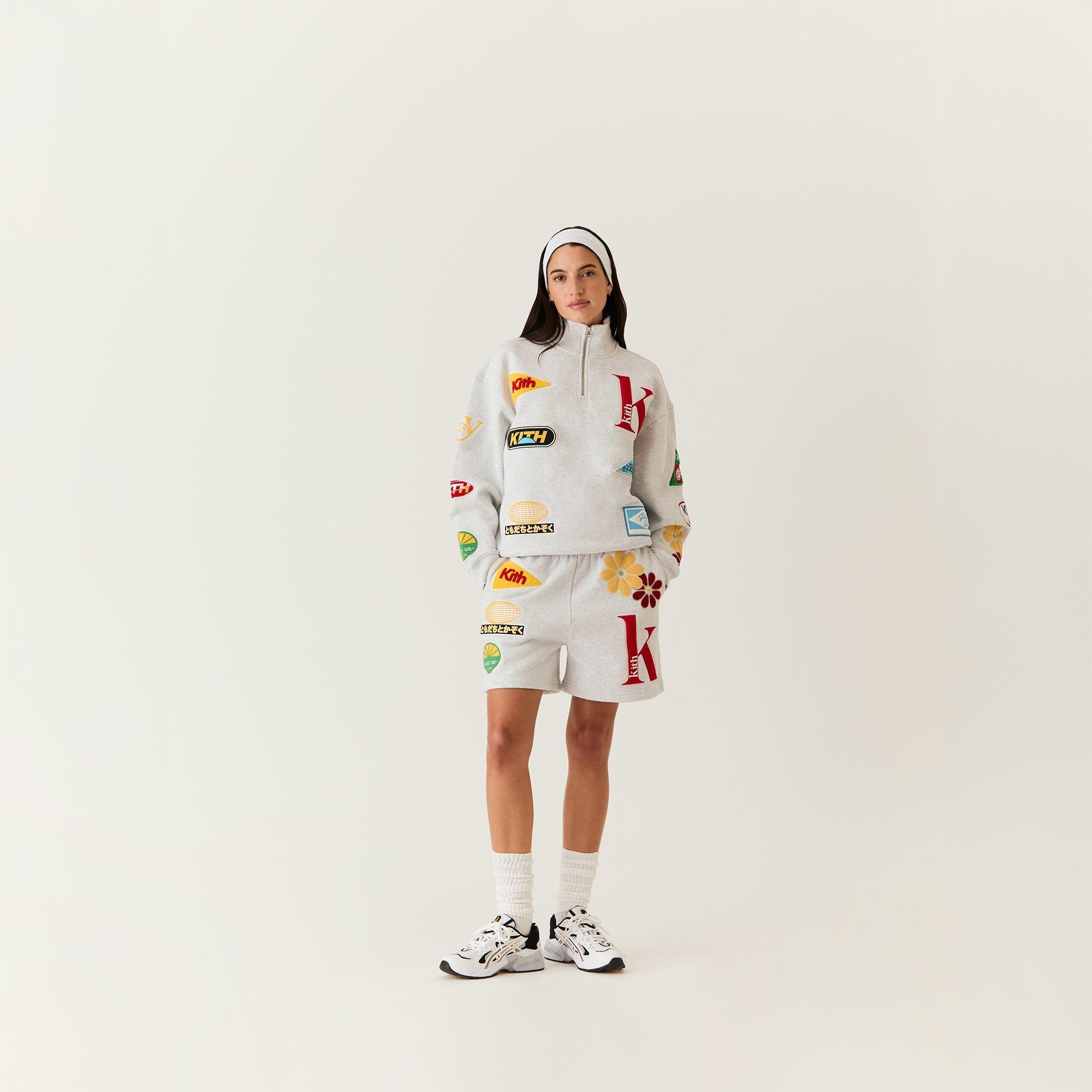 Kith Women Rayne Patched Sweatshort - Light Heather Grey Female Product Image