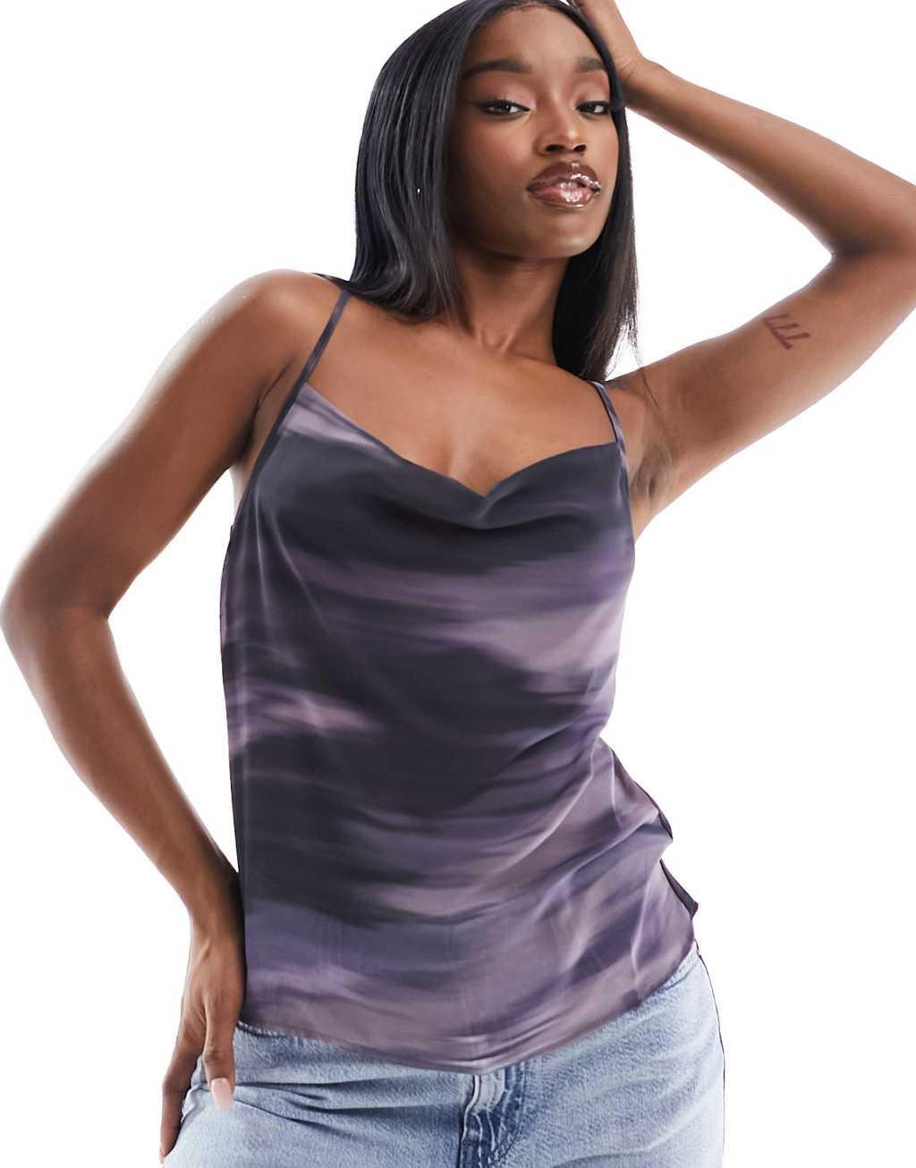 NA-KD draped neck chiffon top Product Image