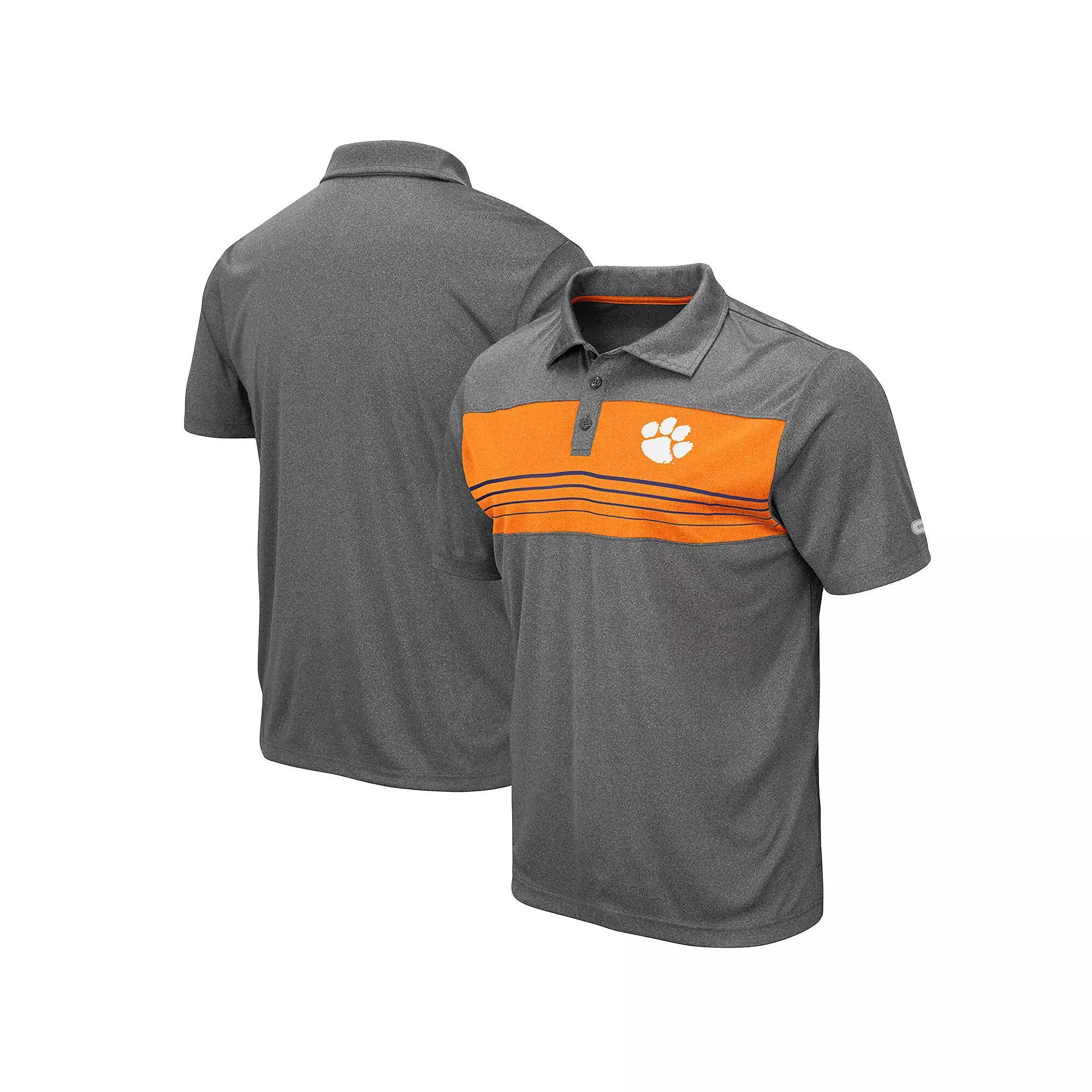 Men's Colosseum Heathered Charcoal Clemson Tigers Smithers Polo, Size: Large Product Image
