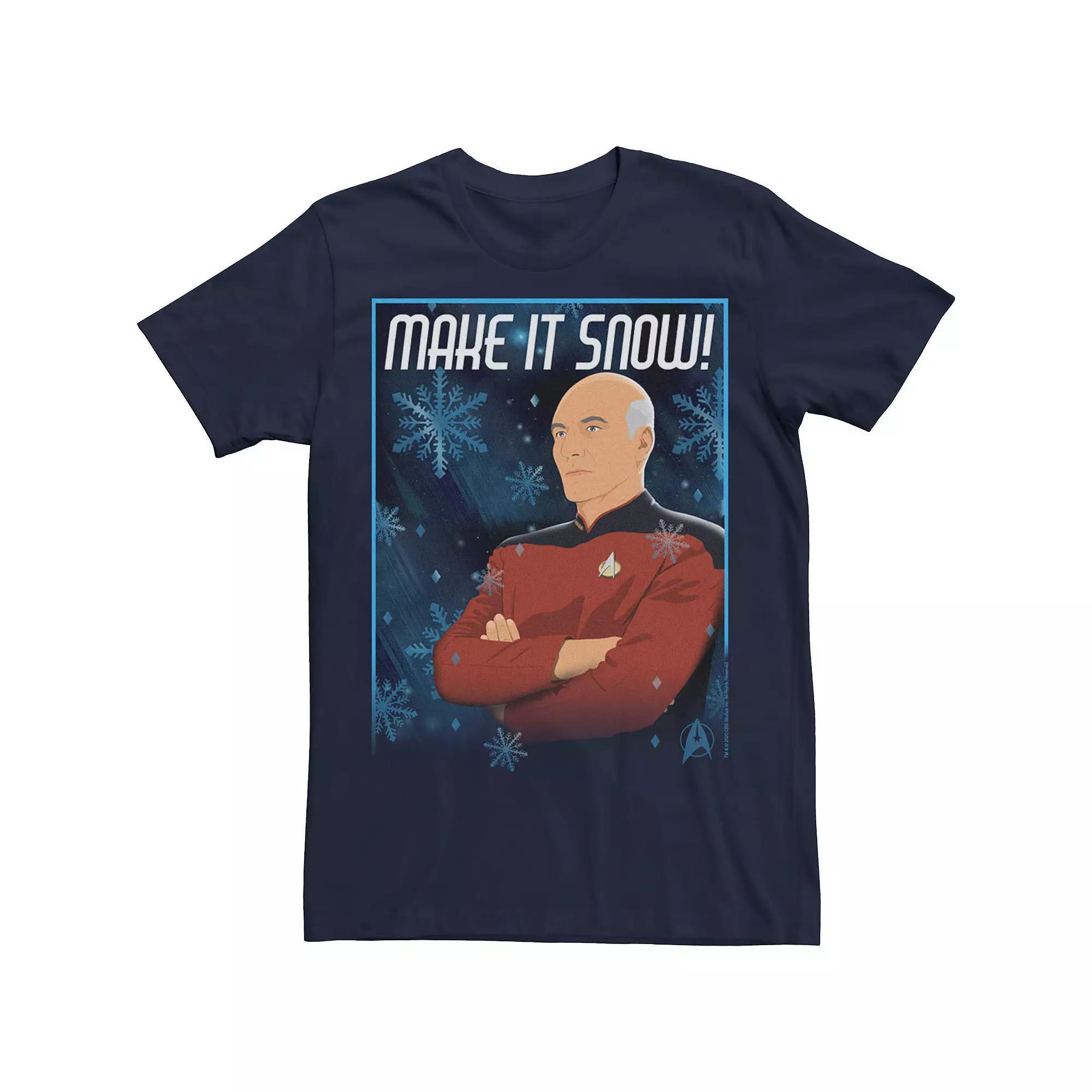 Men's Star Trek: The Next Generation Captain Picard Make It Snow Tee, Size: Large, Blue Product Image