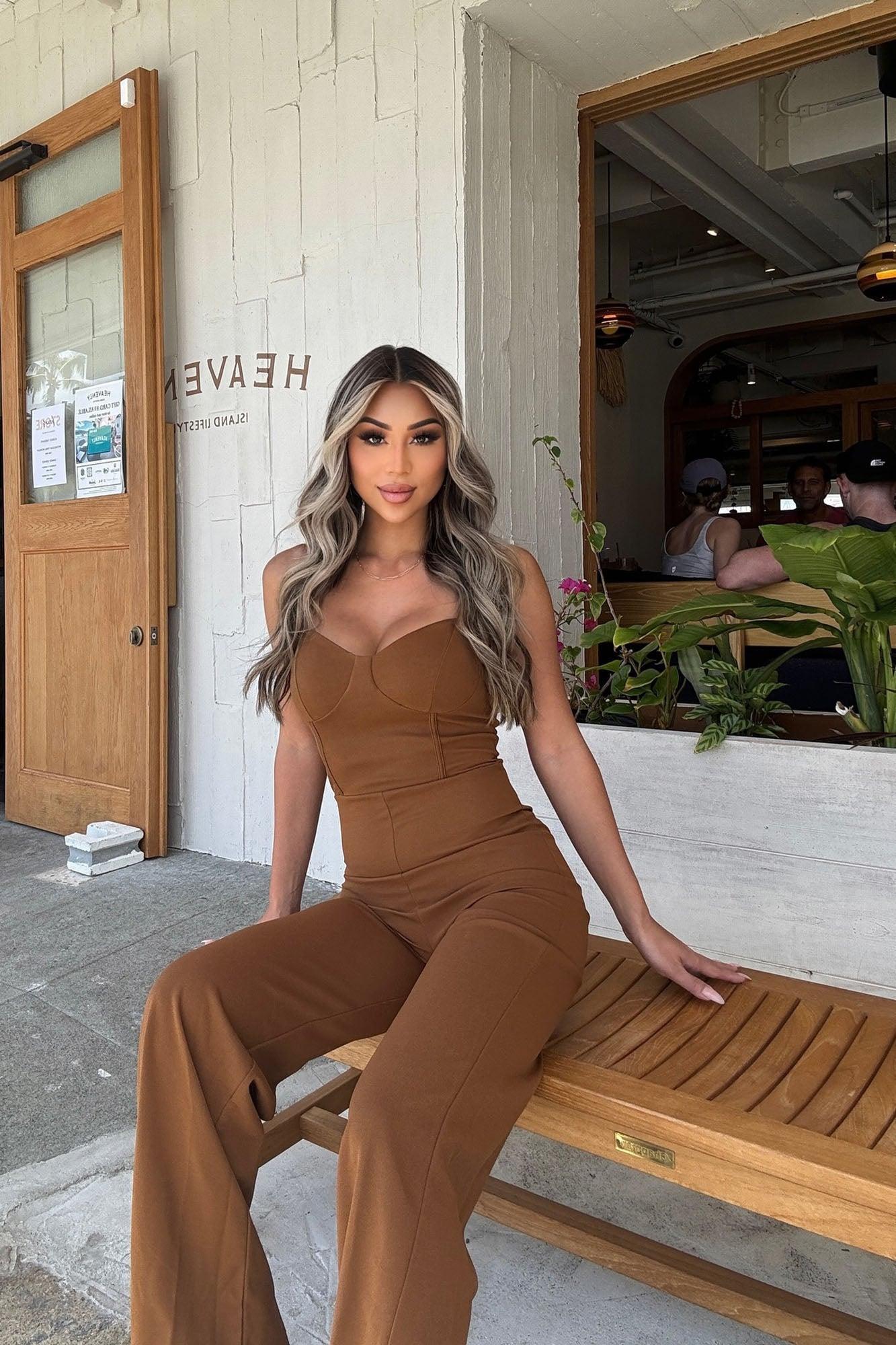 Taking Notes Jumpsuit - Mocha Product Image