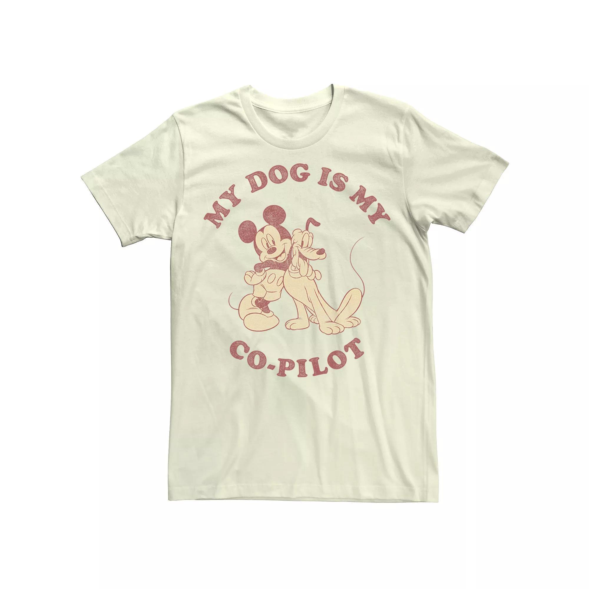 Disney's Mickey & Friends My Dog Is My Co-Pilot Men's Tee, Size: Medium, Natural Product Image