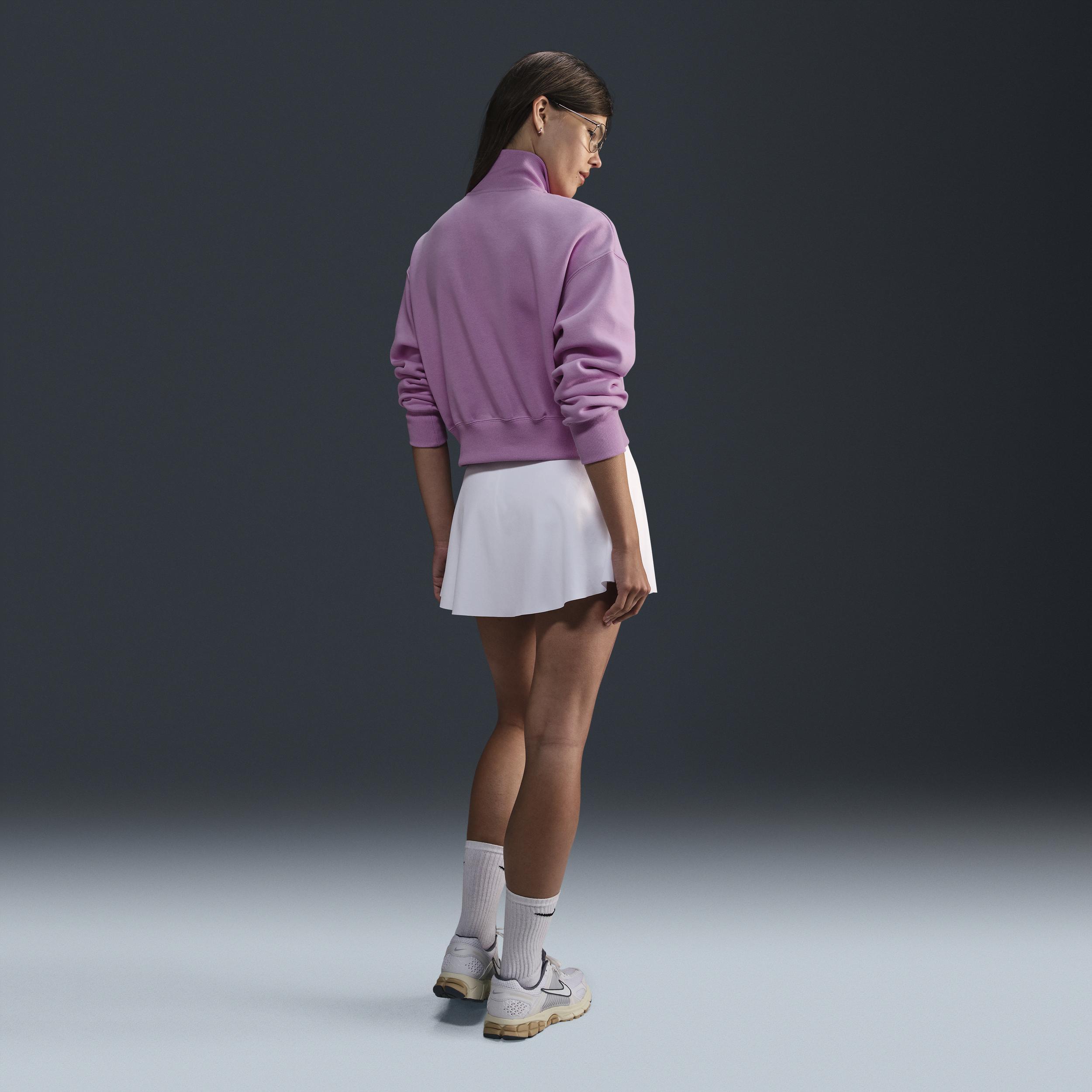 Nike Women's Sportswear Phoenix Fleece Oversized Half-Zip Crop Sweatshirt in Pink/Beyond Pink Size Small Cotton/Polyester/Fleece Product Image