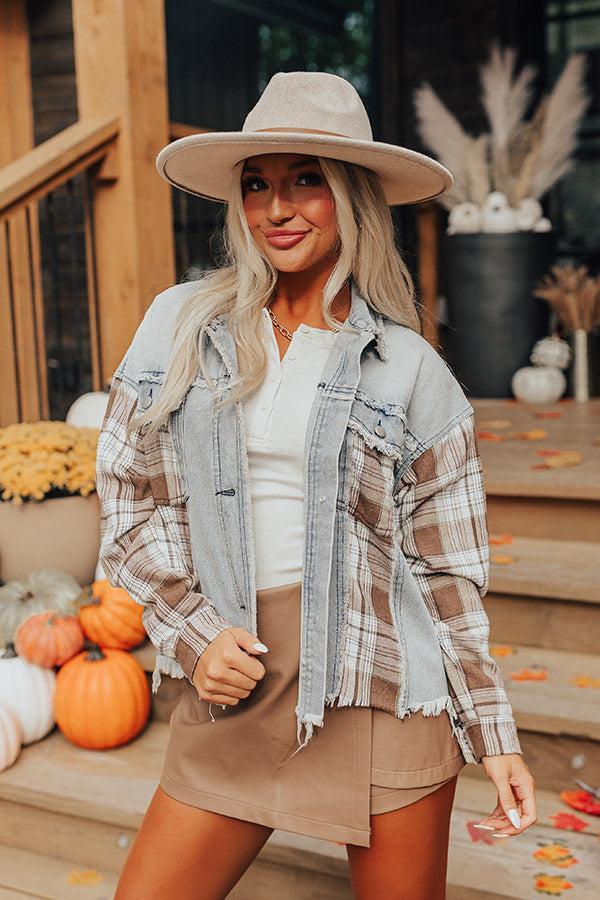 Fall Latte Denim Jacket Product Image