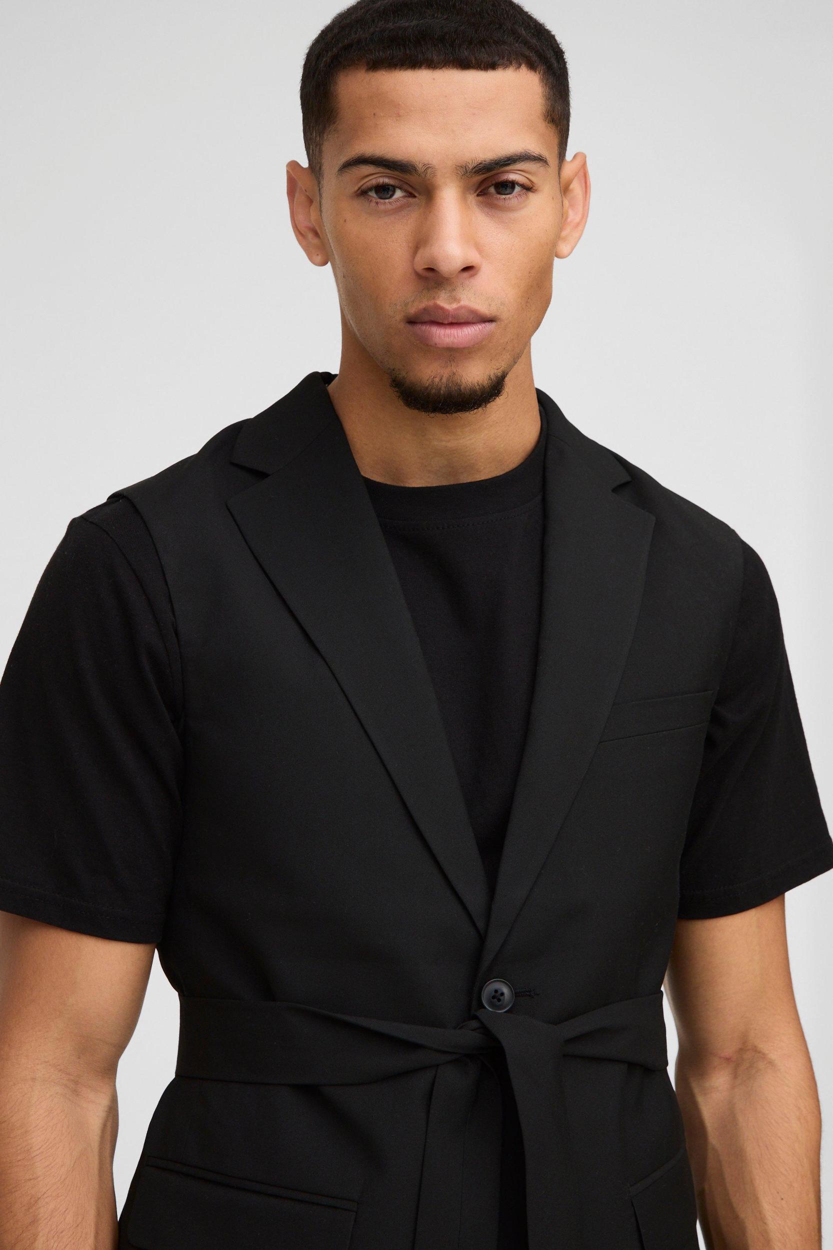 Single Breasted Sleeveless Suit Jacket | boohooMAN USA Product Image