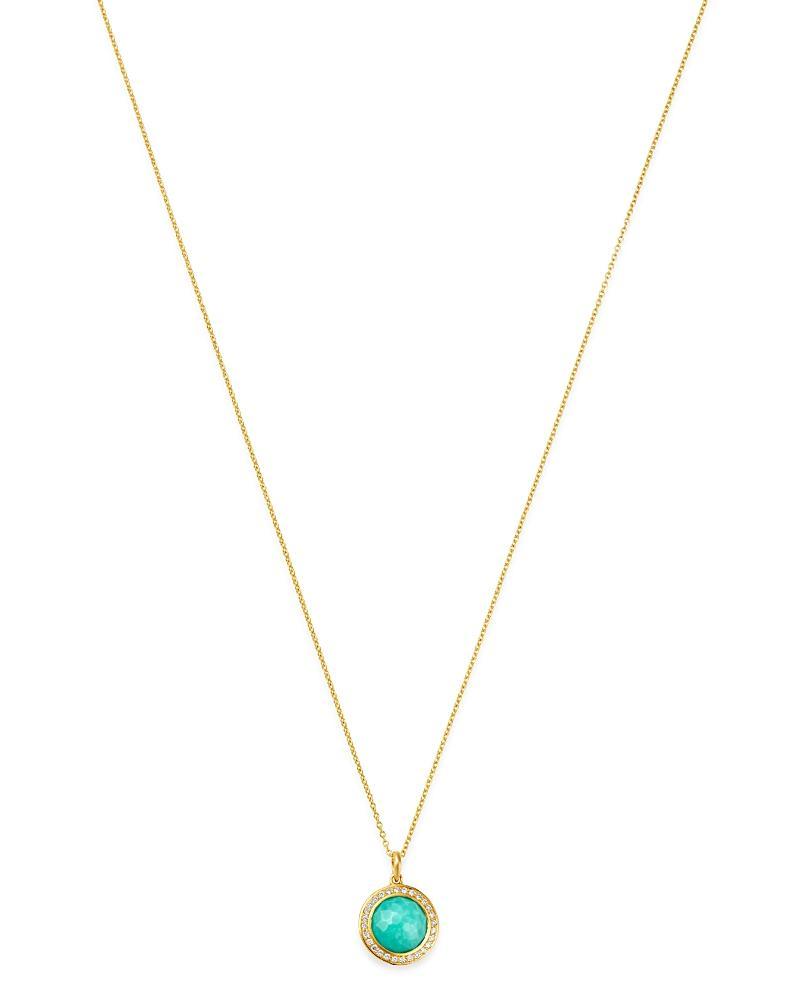 Ippolita 18K Yellow Gold Lollipop Turquoise Mini Pendant Necklace with Pave Diamonds, 18 Product Image