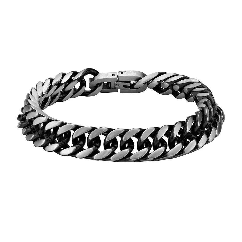 LYNX Men's 10 mm Black Ion-Plated Stainless Steel Curb Chain Bracelet, Size: 8.5" Product Image