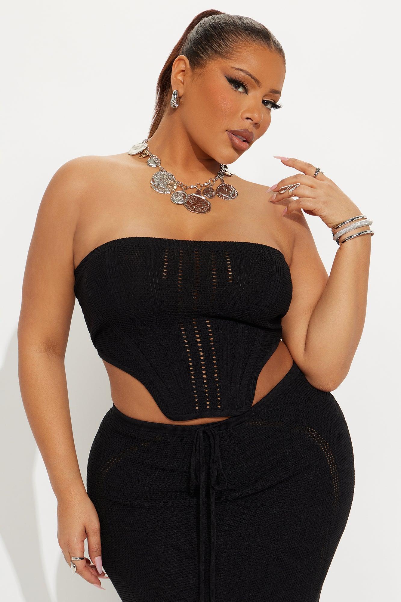 Lyla Crochet Maxi Skirt Set - Black Product Image