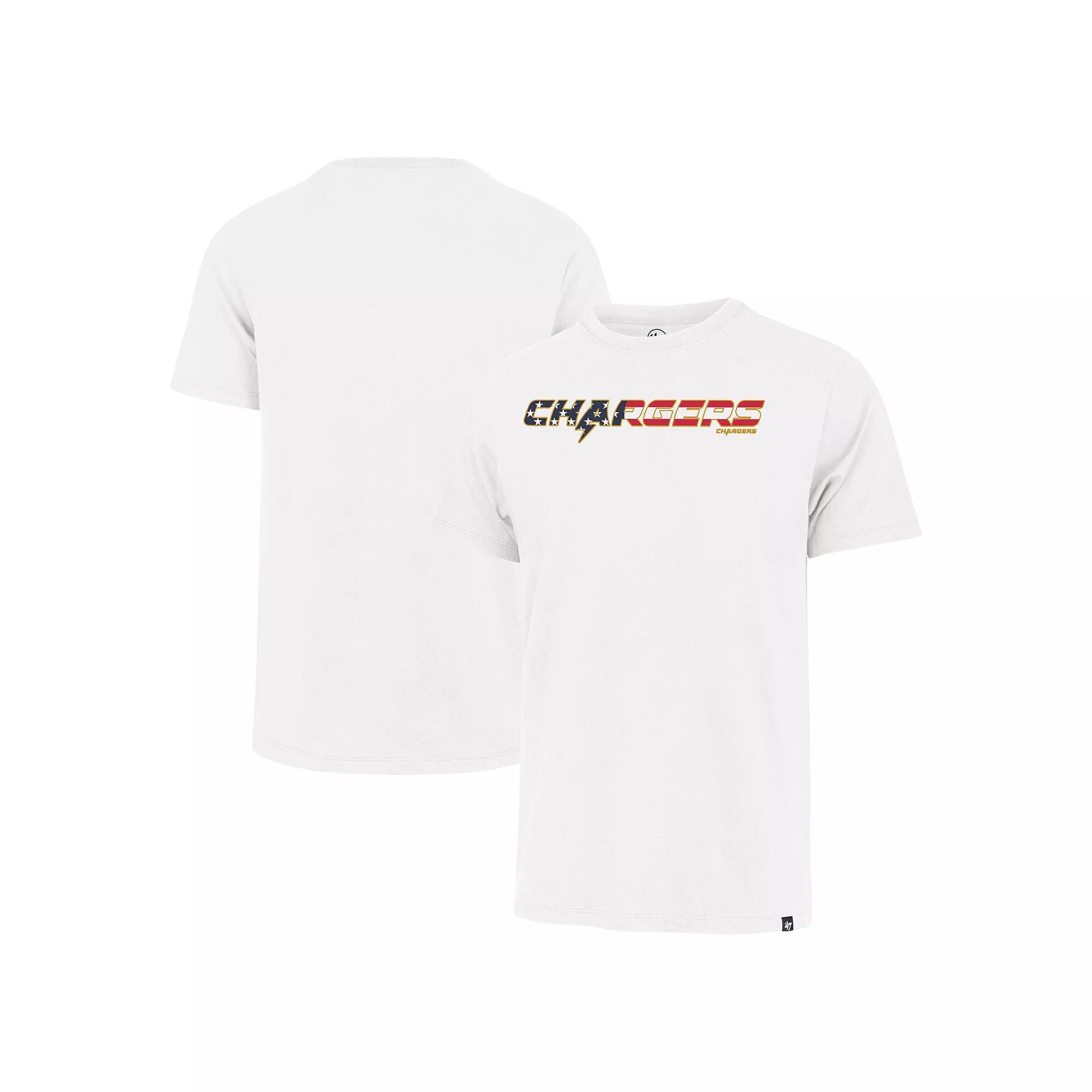 Men's '47 White Los Angeles Chargers Flag Script Franklin T-Shirt, Size: Medium Product Image