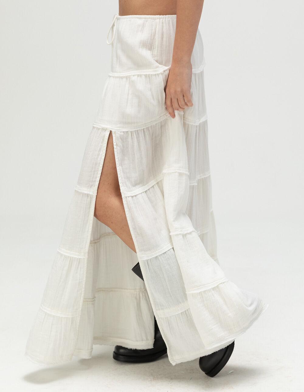 BDG Urban Outfitters Sadie Womens Tiered Maxi Skirt - WHITE Product Image