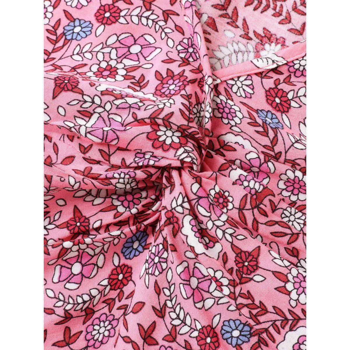 Plus Size Rayon Floral Print Stretchy Waist Maxi Dress DustyPink Women V-neck Sleeveless Curvy BloomChic 14-16/1X Product Image