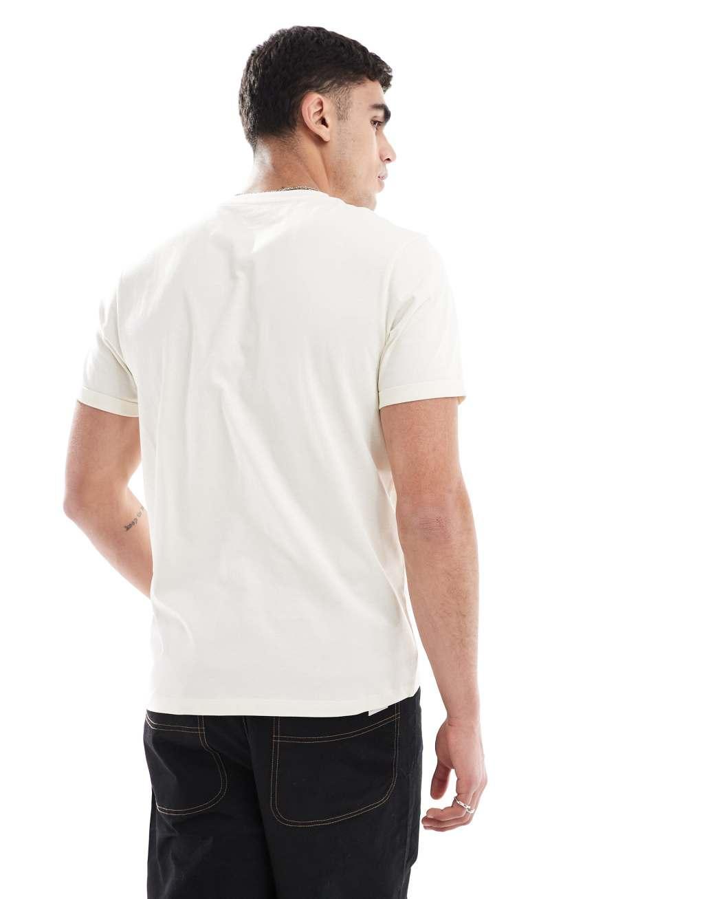 ASOS DESIGN essential crew neck t-shirt with roll sleeve in cream Product Image