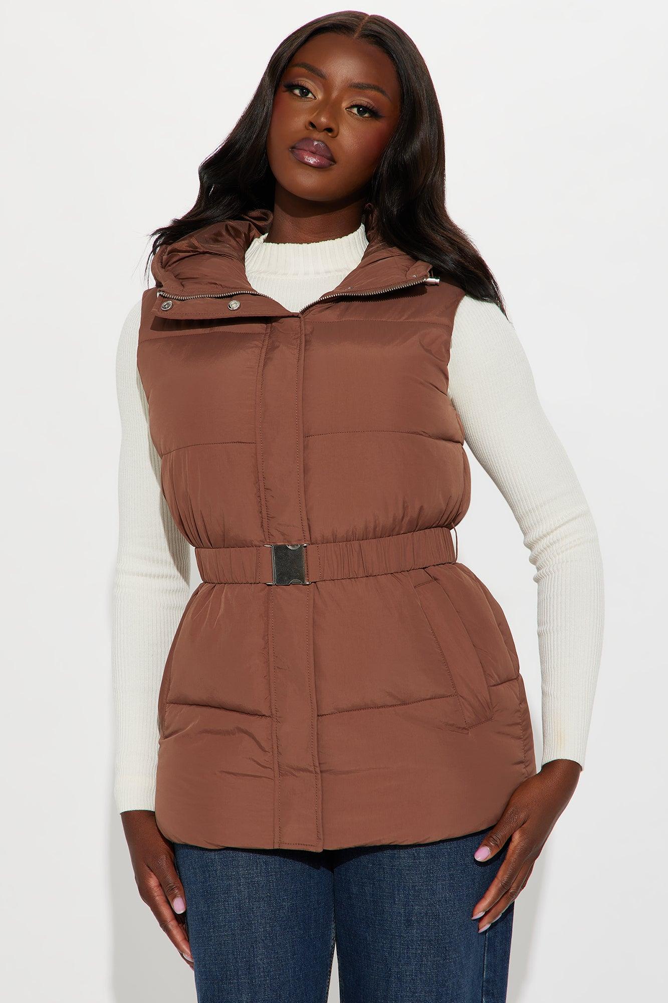 Hold You Down Puffer Vest - Chocolate Product Image