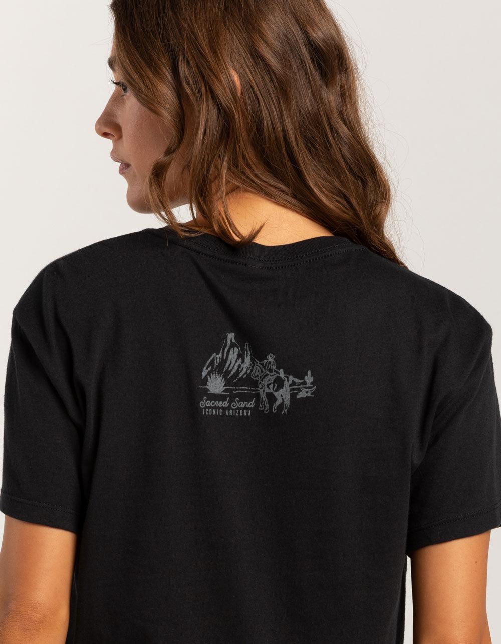 ICONIC ARIZONA Sacred Sand Womens Crop Tee - BLACK Product Image