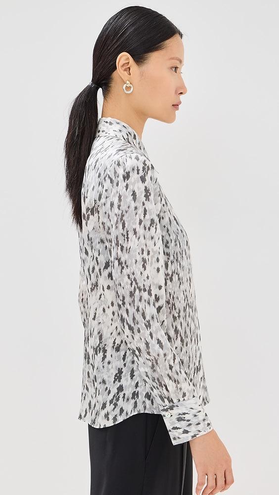 Vince Abstract Onyx Slim Fit Satin Shirt | Shopbop Product Image