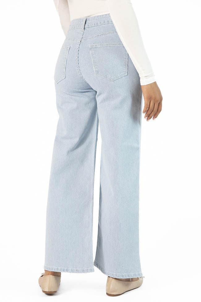 Sutton Striped Wide Leg Patch Pocket Jeans SALE Product Image