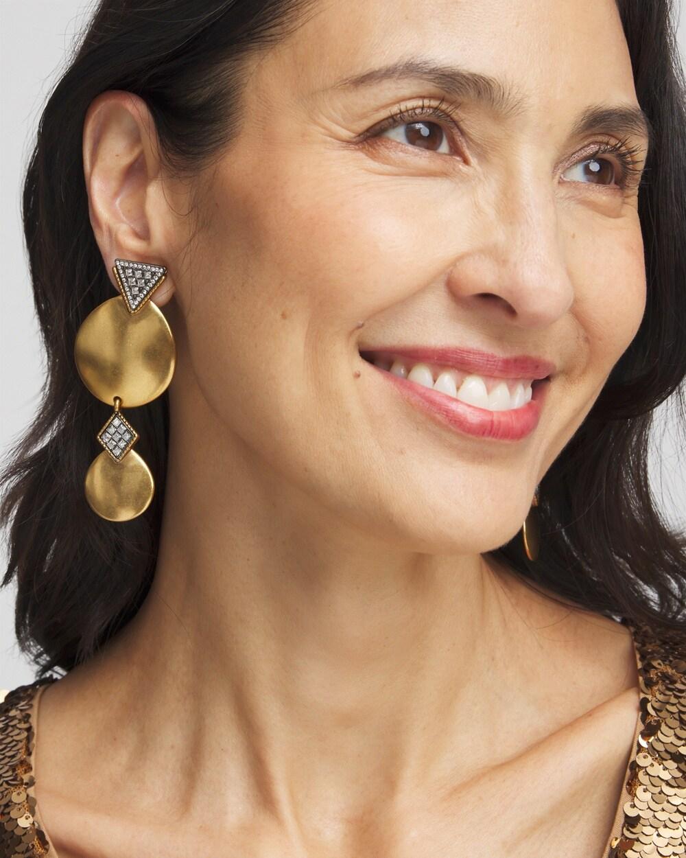 Gold Tone Pavé Clip On Drop Earrings Product Image