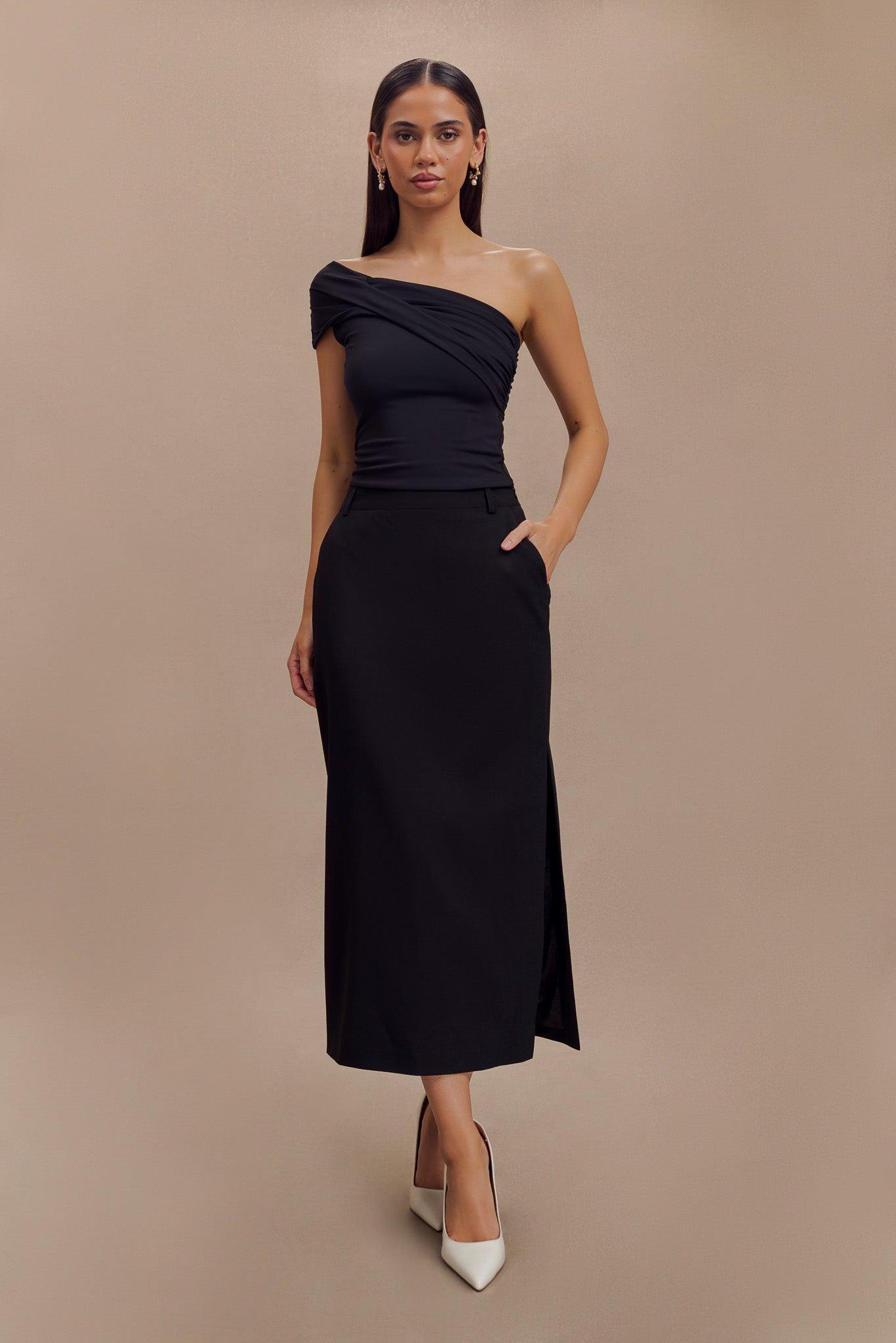 Ambrose Midi Skirt - Black Product Image