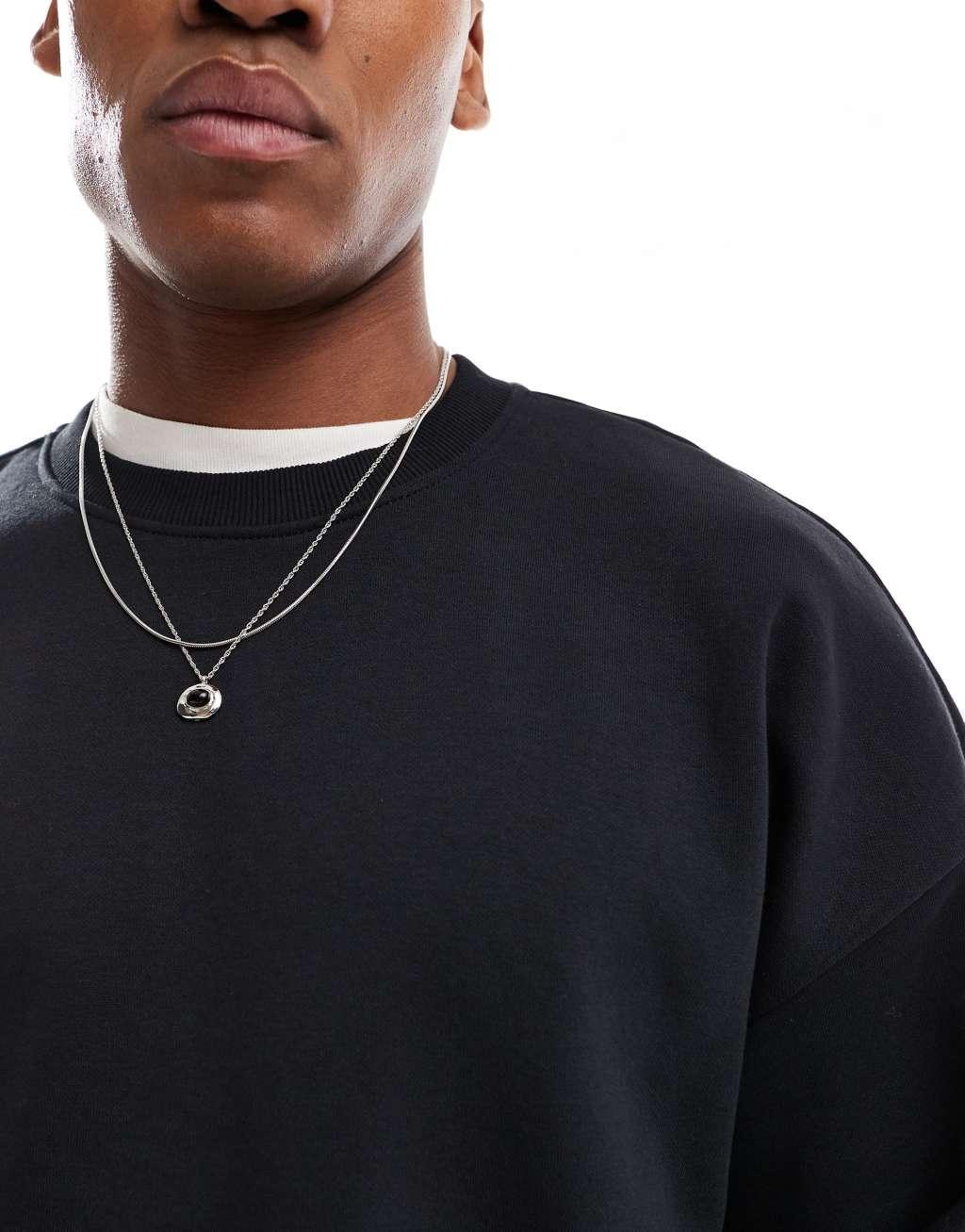 Only & Sons oversized crew neck sweatshirt in blue Product Image