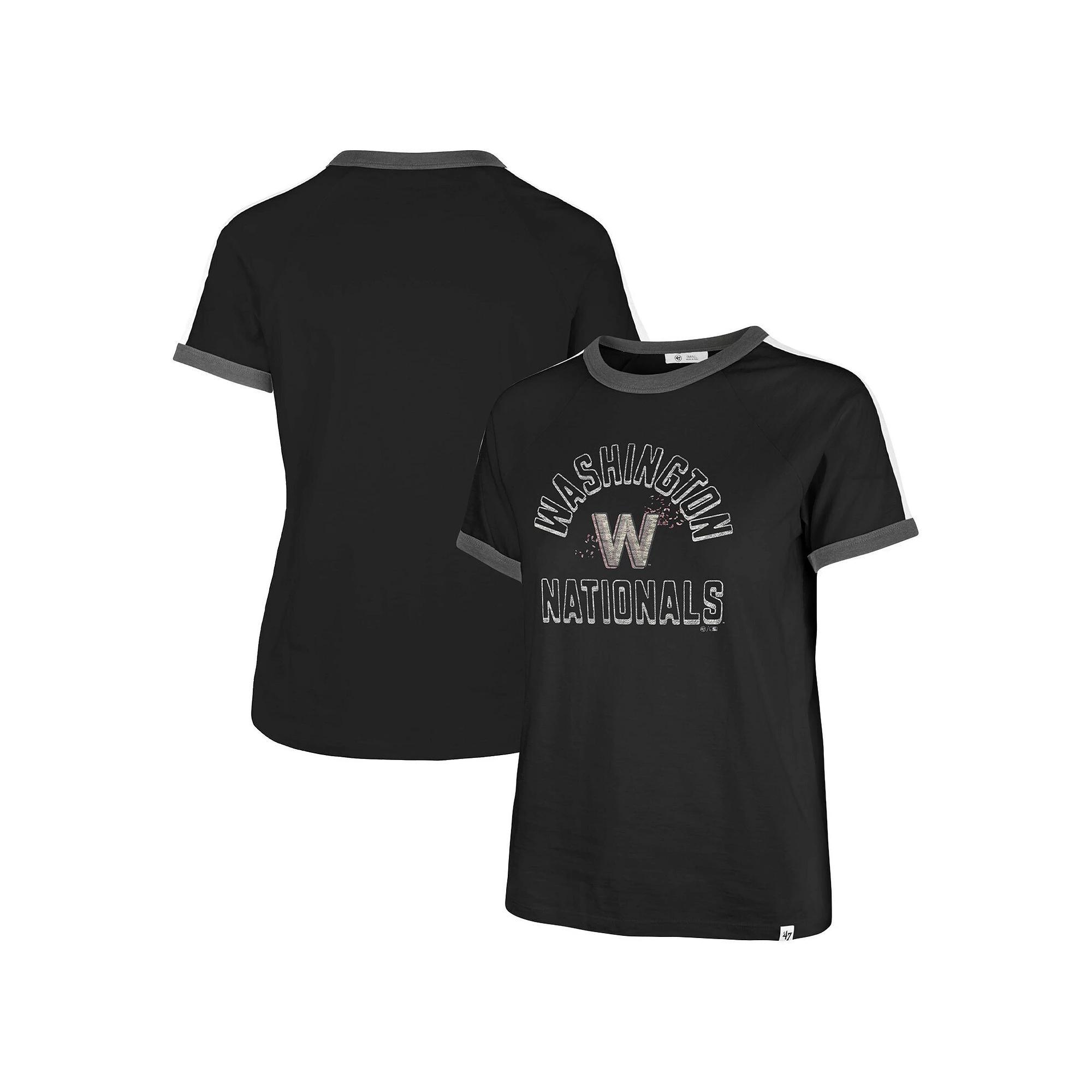 Women's '47  Black Washington Nationals City Connect Sweet Heat Peyton T-Shirt, Size: Medium Product Image