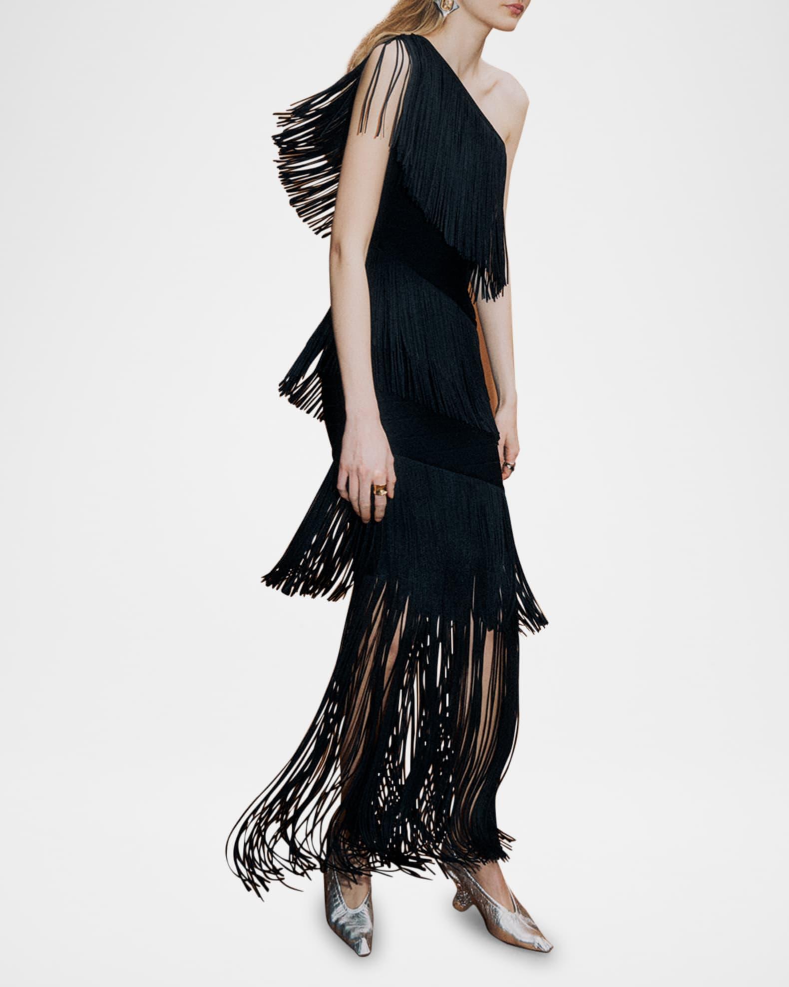 The Eleanor One-Shoulder Fringe Gown Product Image