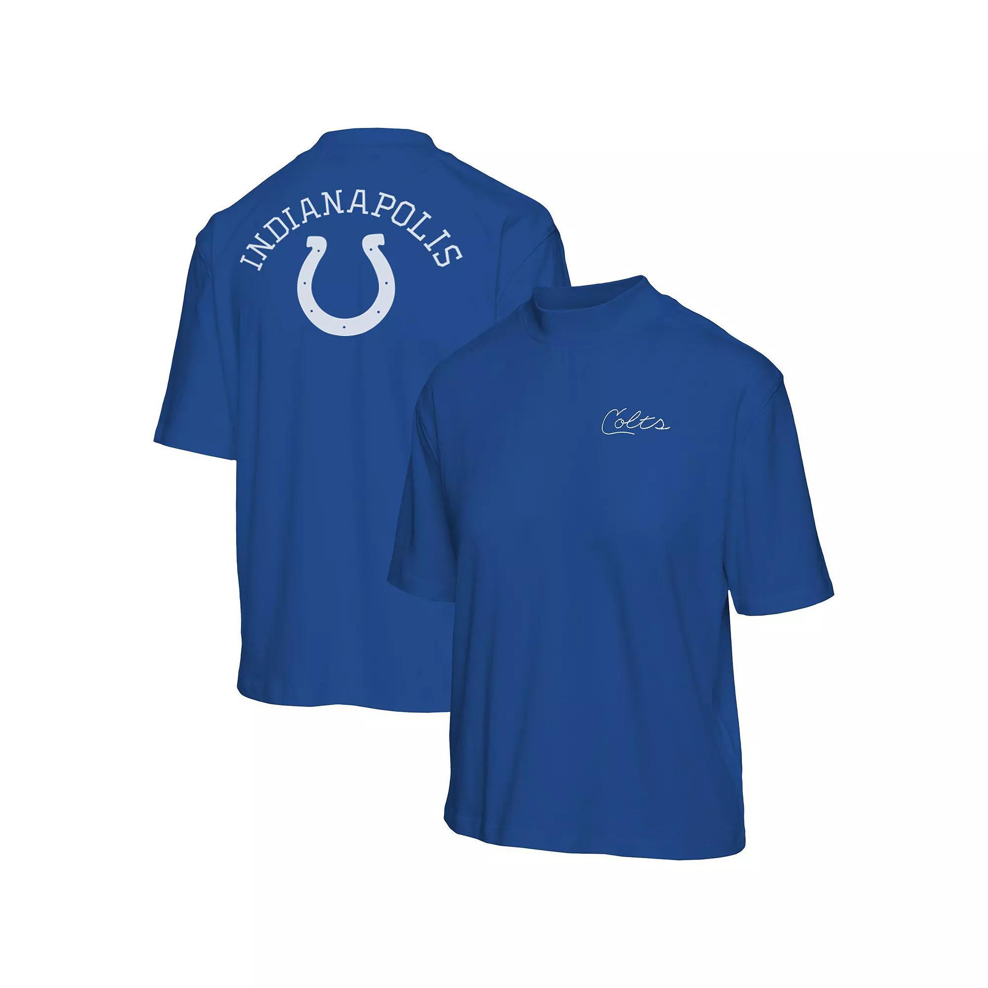 Women's Junk Food Royal Indianapolis Colts Half-Sleeve Mock Neck T-Shirt, Size: 2XL, Blue Product Image
