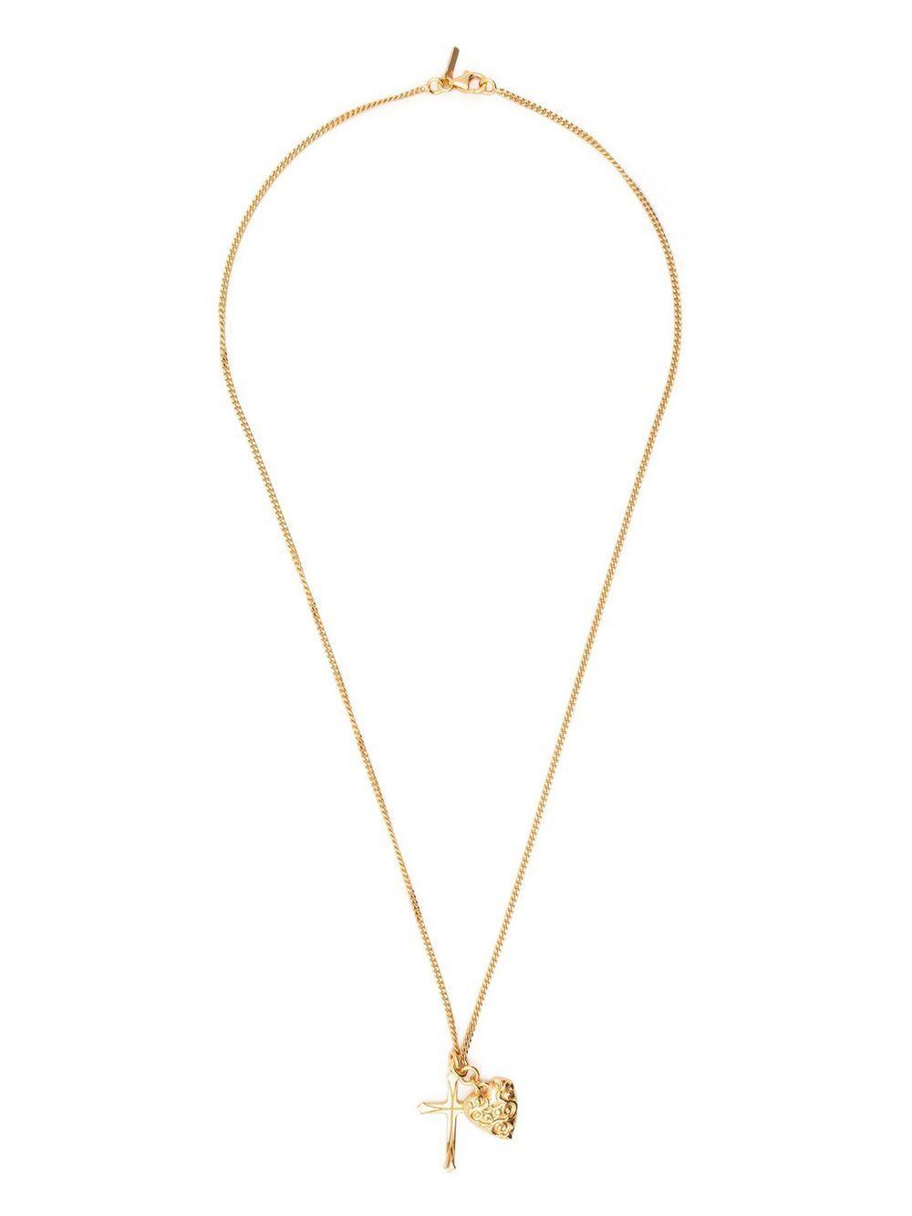 Gold Cross and arabesque heart Pendant Product Image