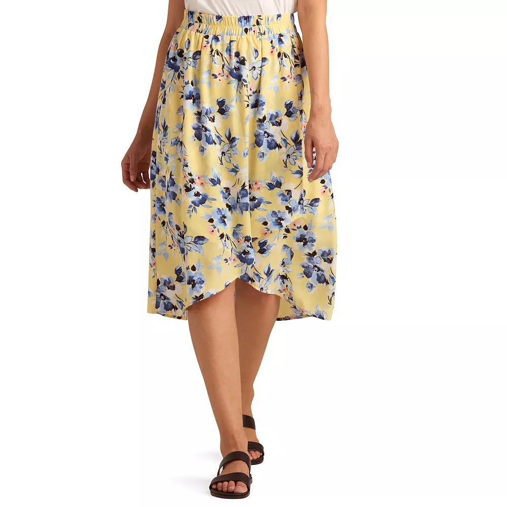 Women's AB Studio Pull On High-Low Hem Skirt, Size: Medium, Yellow Spaced Floral Product Image