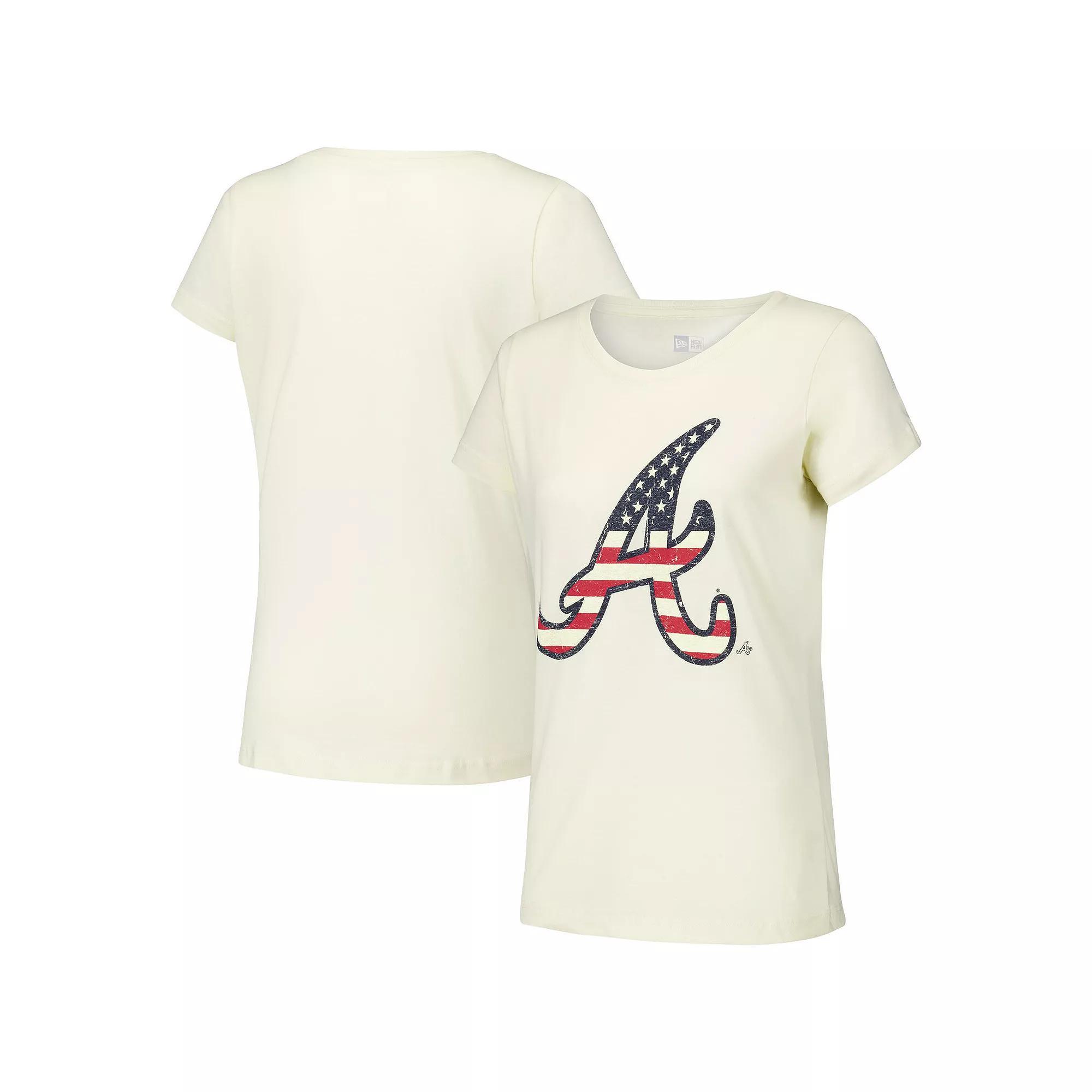 Women's New Era Cream Atlanta Braves Vintage T-Shirt, Size: Small, Beige Product Image