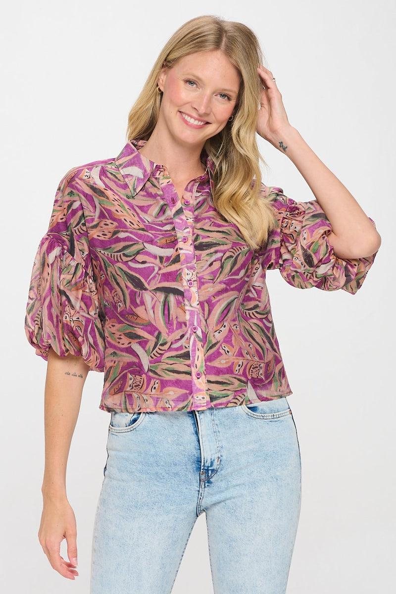 Autumn Leaves Mauve Maya Top Product Image