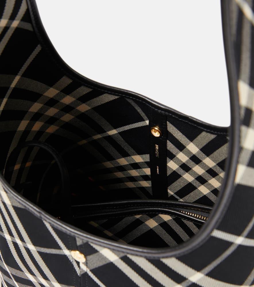 BURBERRY Check Small Canvas Tote Bag In Black Product Image