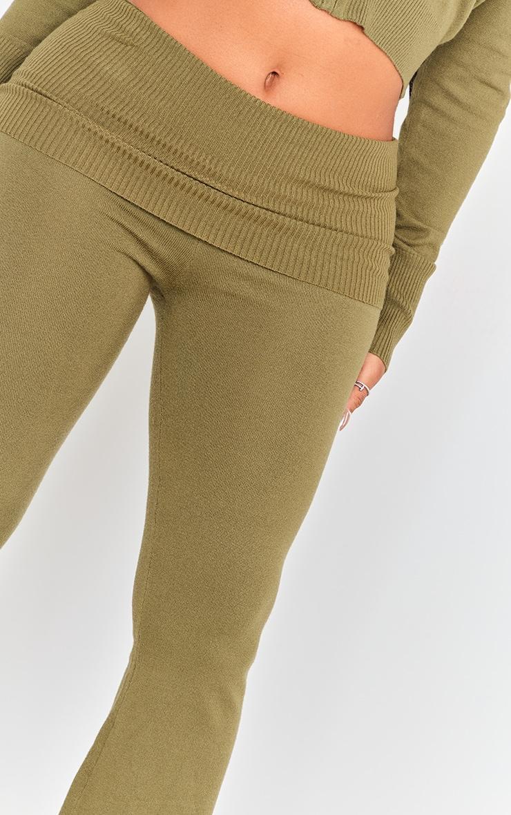 Shape Khaki Knit High Waist Foldover Waist Leggings Product Image