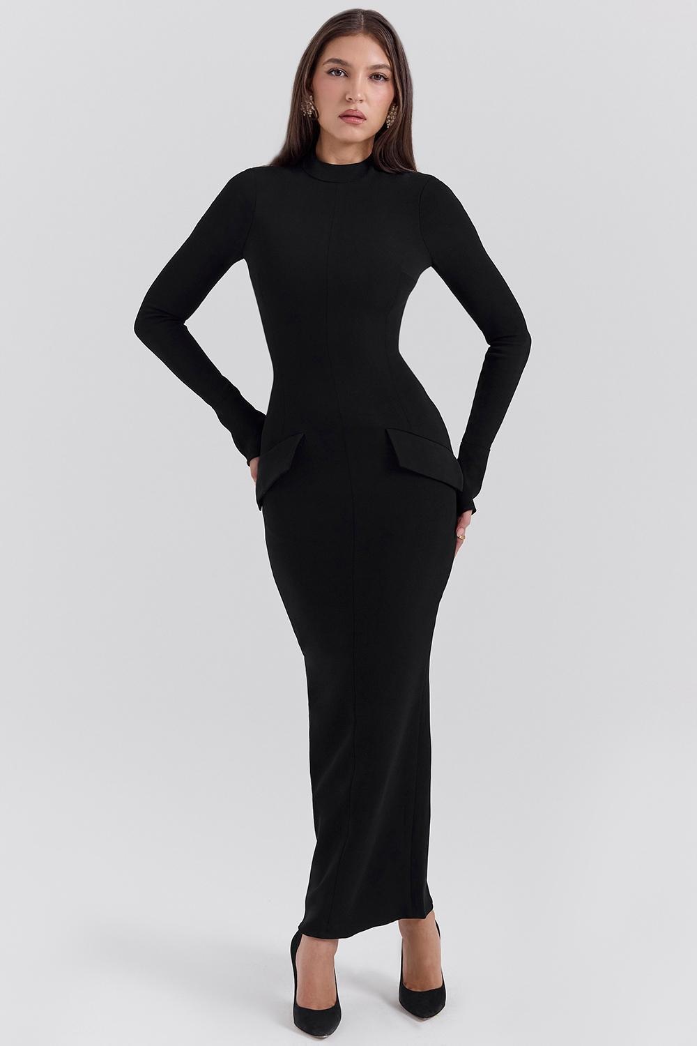 Marie-Louise  black turtleneck maxi dress Product Image