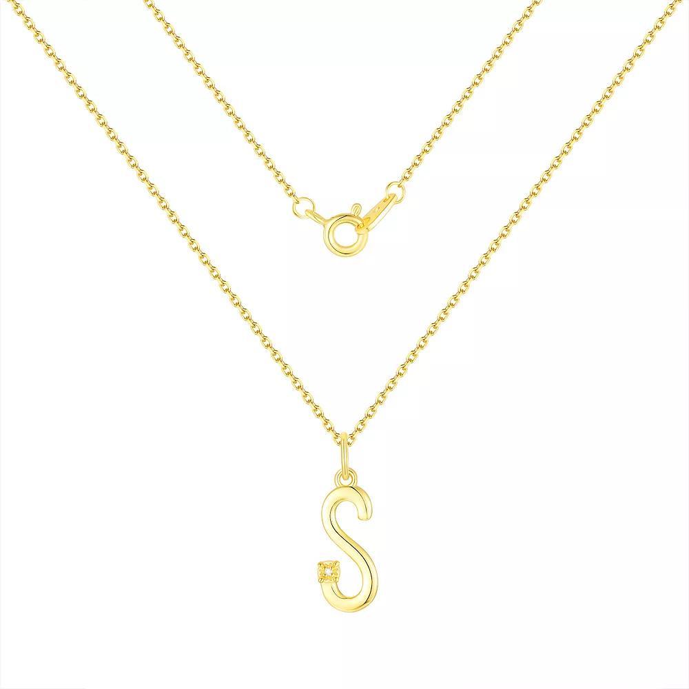 Forever Radiant Diamond Accent Initial Pendant Necklace, Women's, Size: 18", Gold Tone S Product Image