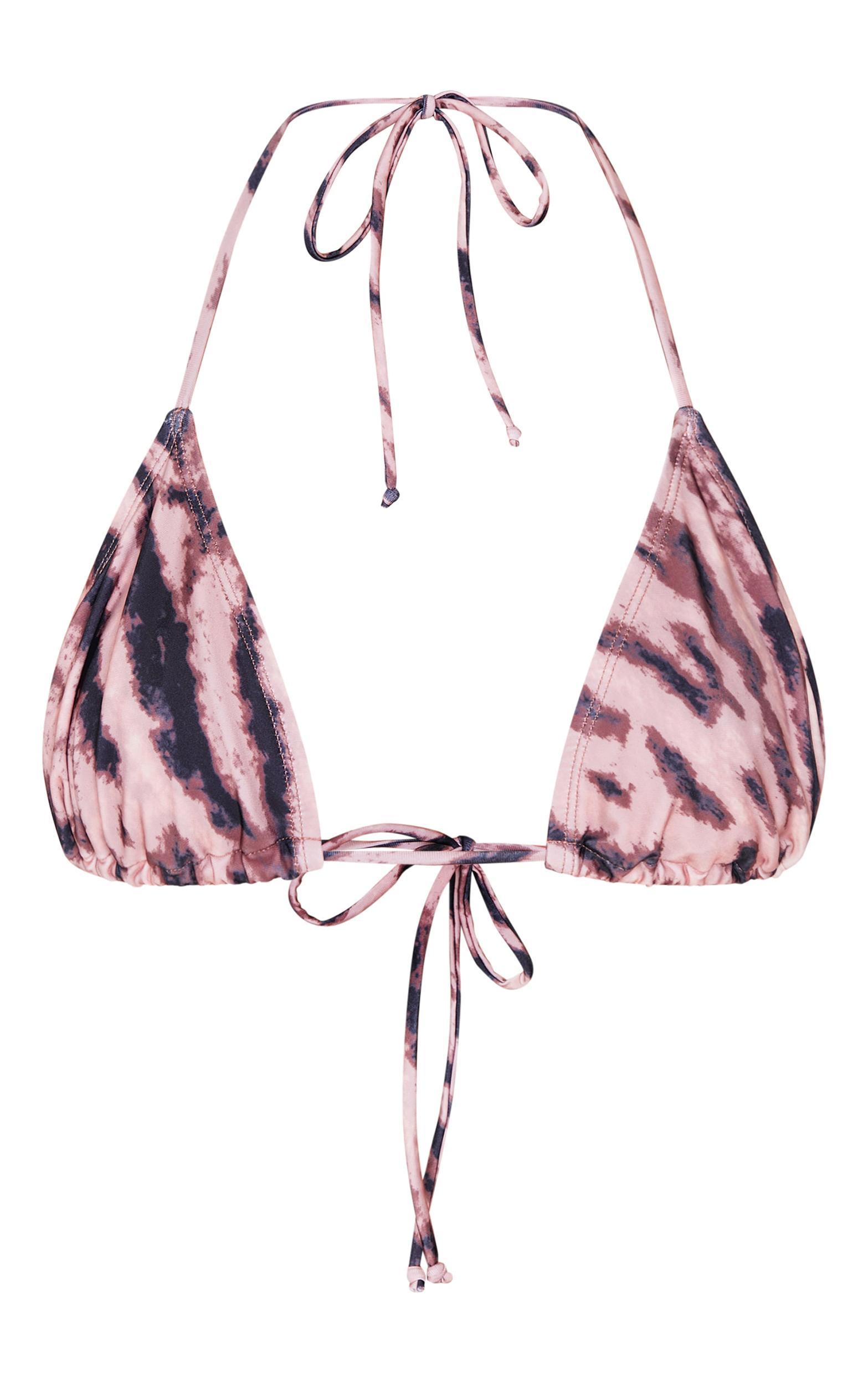 Light Pink Animal Print Micro Triangle Bikini Top Product Image