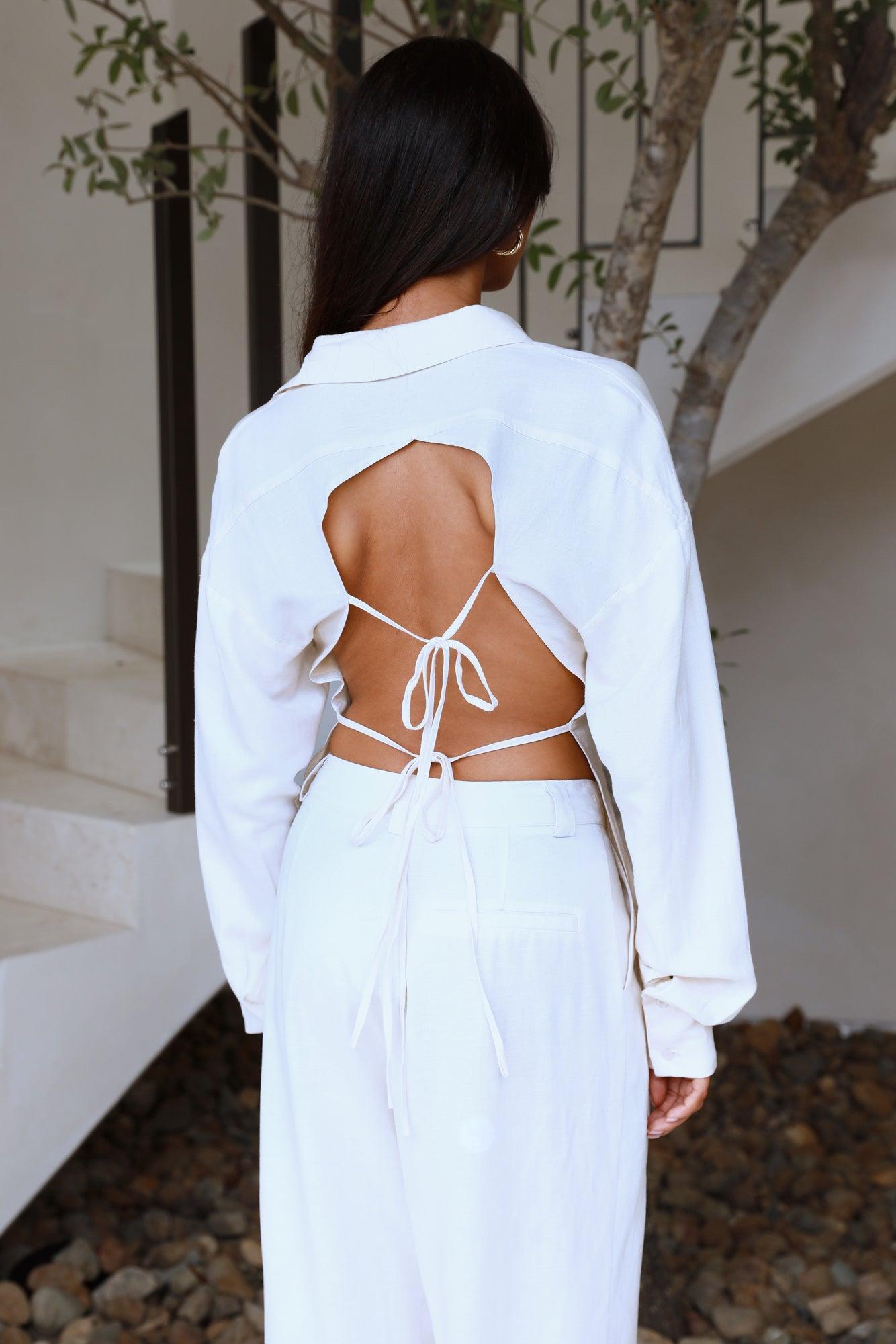 LIONESS Horizon Backless Shirt Off White Product Image