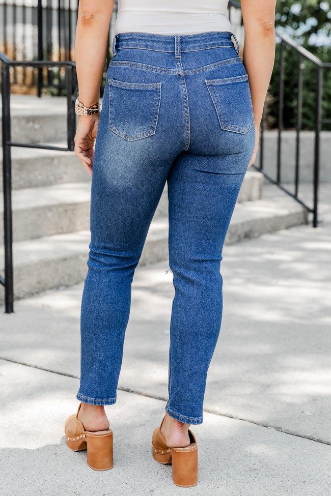 The Mom Jeans Dark Wash Straight Leg Jeans FINAL SALE Product Image