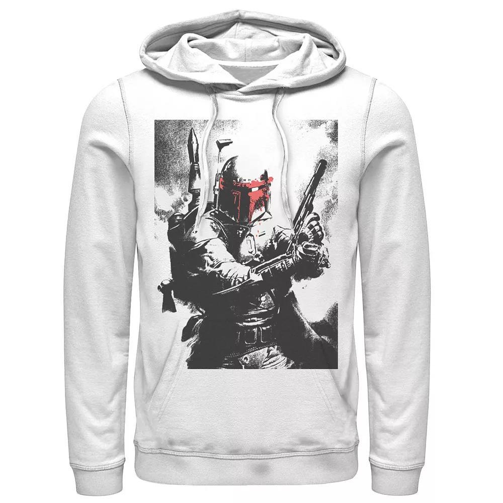 Men's Star Wars Boba Fett Faded Action Portrait Poster Hoodie, Size: Medium, Black Product Image