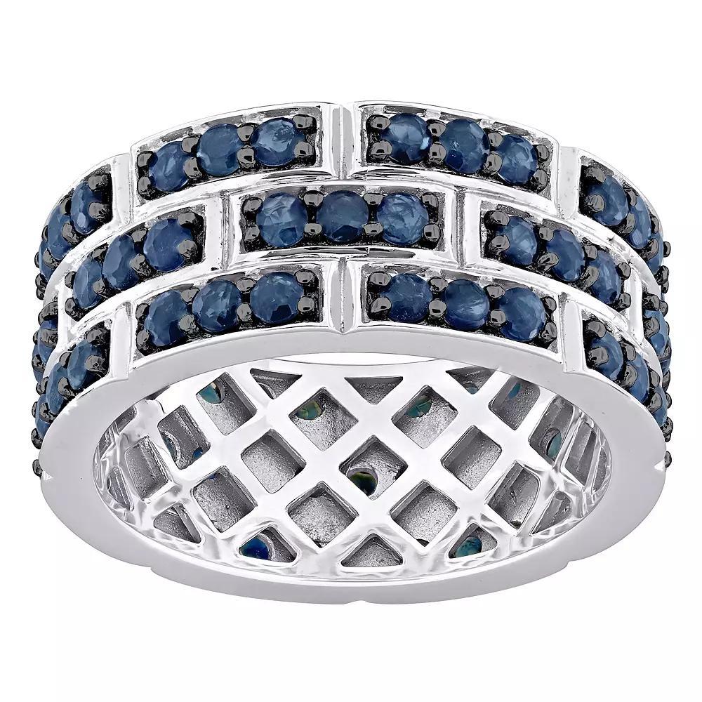 Stella Grace 14k White Gold Blue Sapphire Triple Band Ring, Women's, Size: 8 Product Image