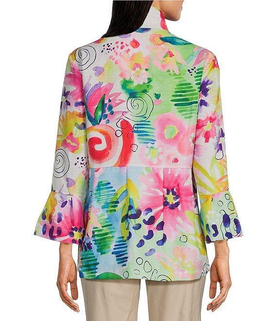 Ali Miles Abstract Wire Collar 3/4 Sleeve Button-Front Jacket Product Image