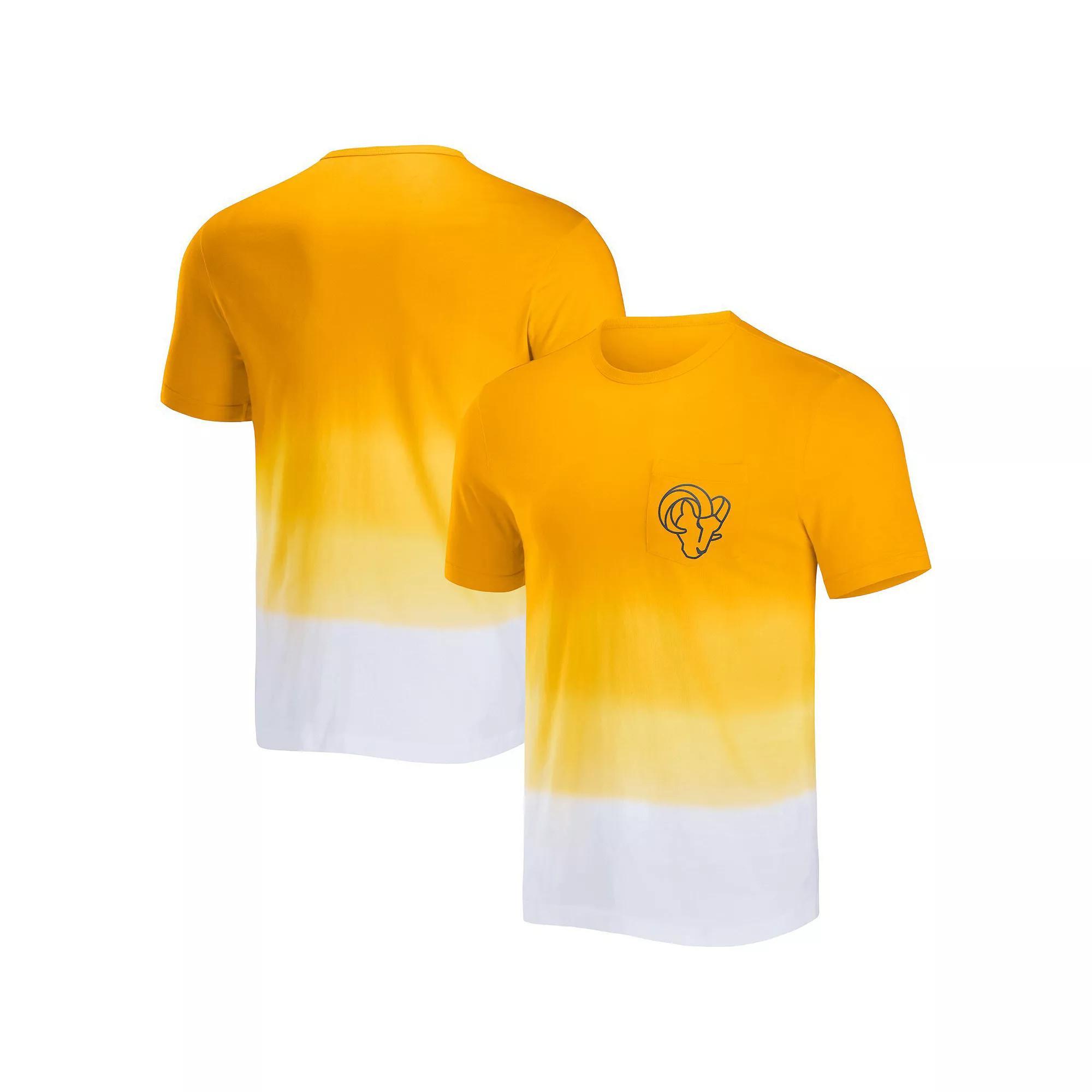 Men's NFL x Darius Rucker Collection by Fanatics Gold/White Los Angeles Rams Dip Dye Pocket T-Shirt, Size: XL, Yellow Product Image