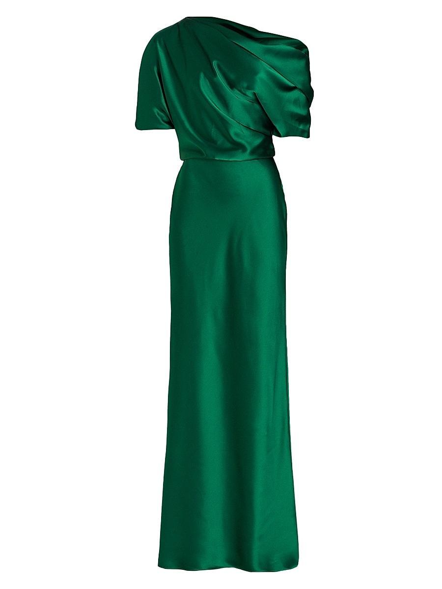 Womens Satin One-Shoulder Gown Product Image