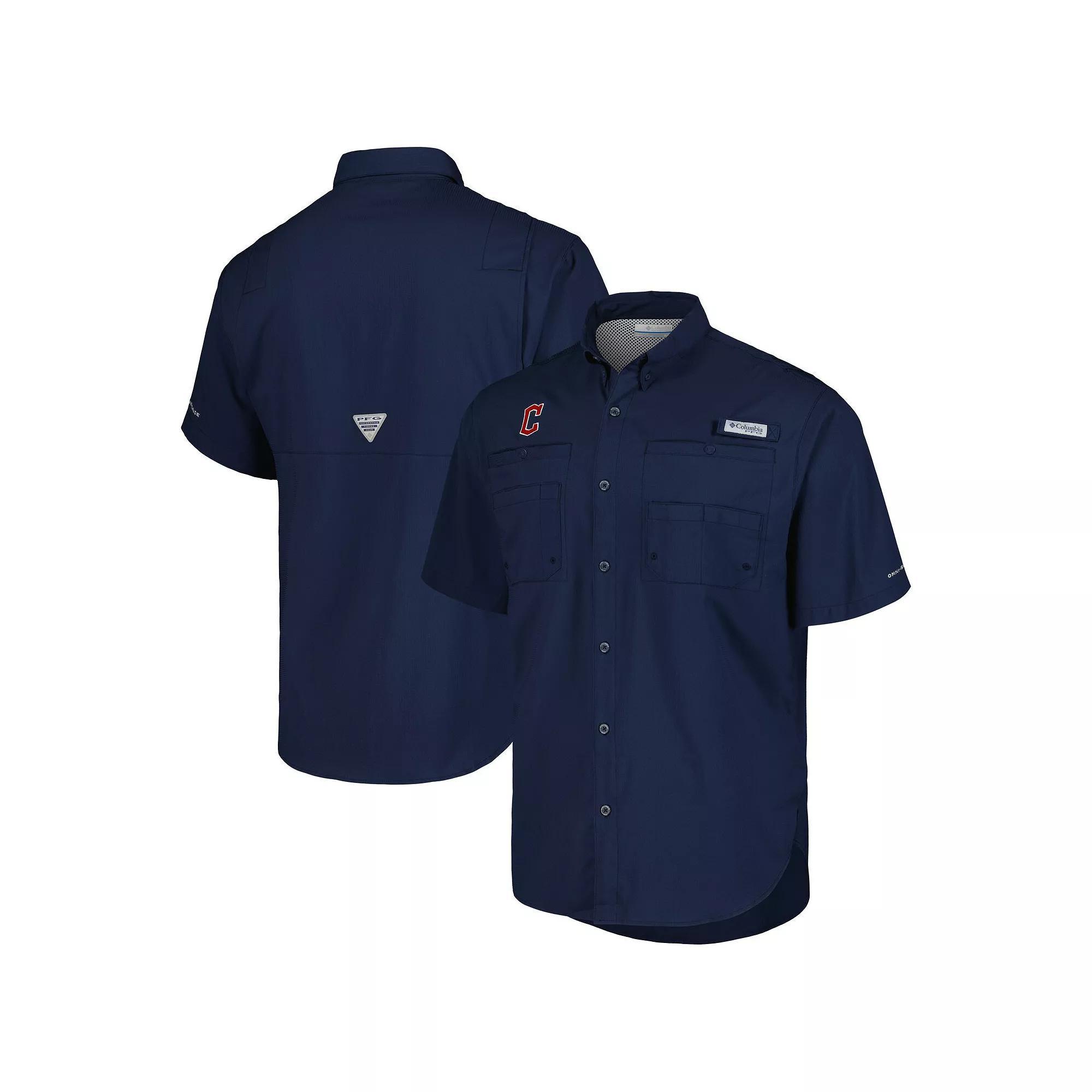 Men's Columbia Navy Cleveland Guardians Tamiami Omni-Shade Button-Down Shirt, Size: Large, Grd Blue Product Image