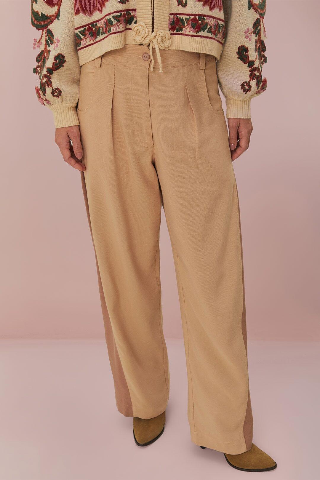 Bicolor High Waist Pants, BEIGE / XXS Product Image
