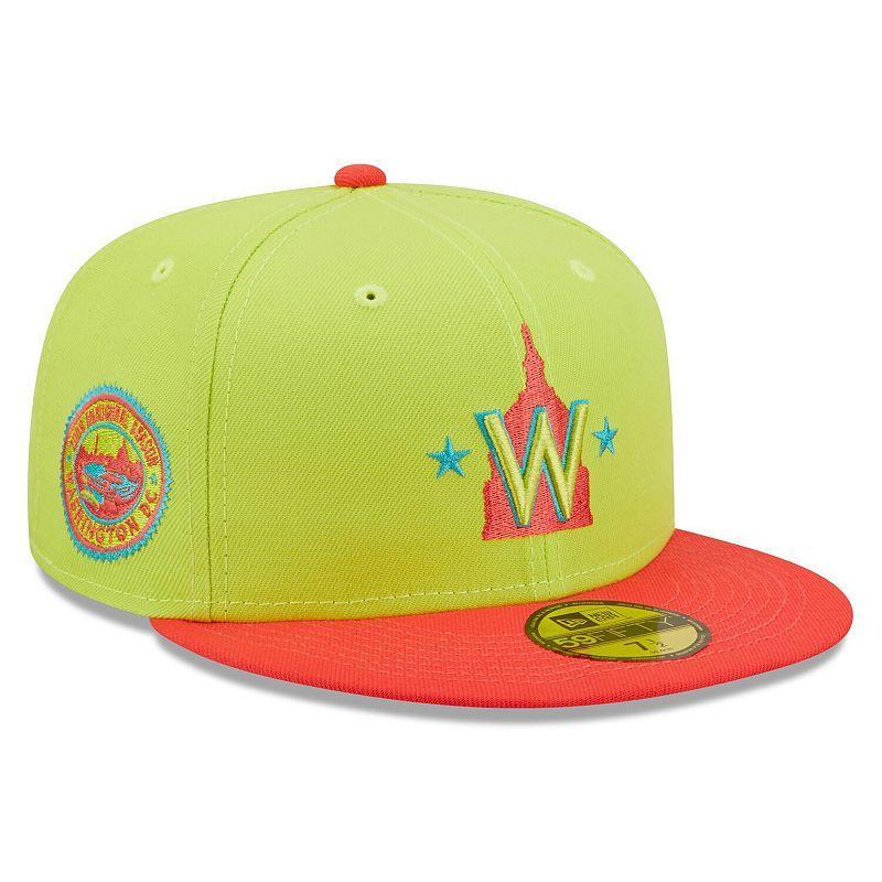 Men's New Era Green/Red Washington Nationals 2008 Inaugural Season Cyber Highlighter 59FIFTY Fitted Hat, Size: 7 3/8 Product Image