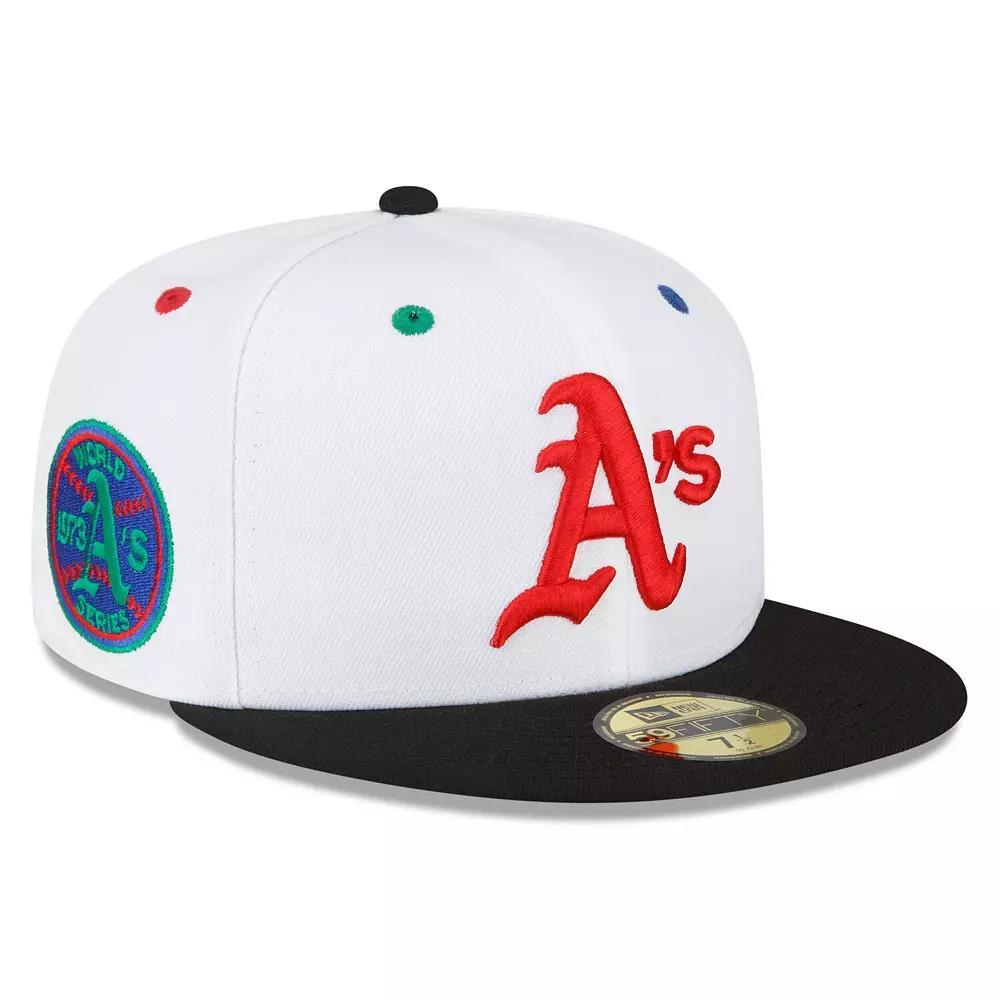 Men's New Era White/Black Oakland Athletics 1973 World Series Primary Eye 59FIFTY Fitted Hat, Size: 7 3/4 Product Image